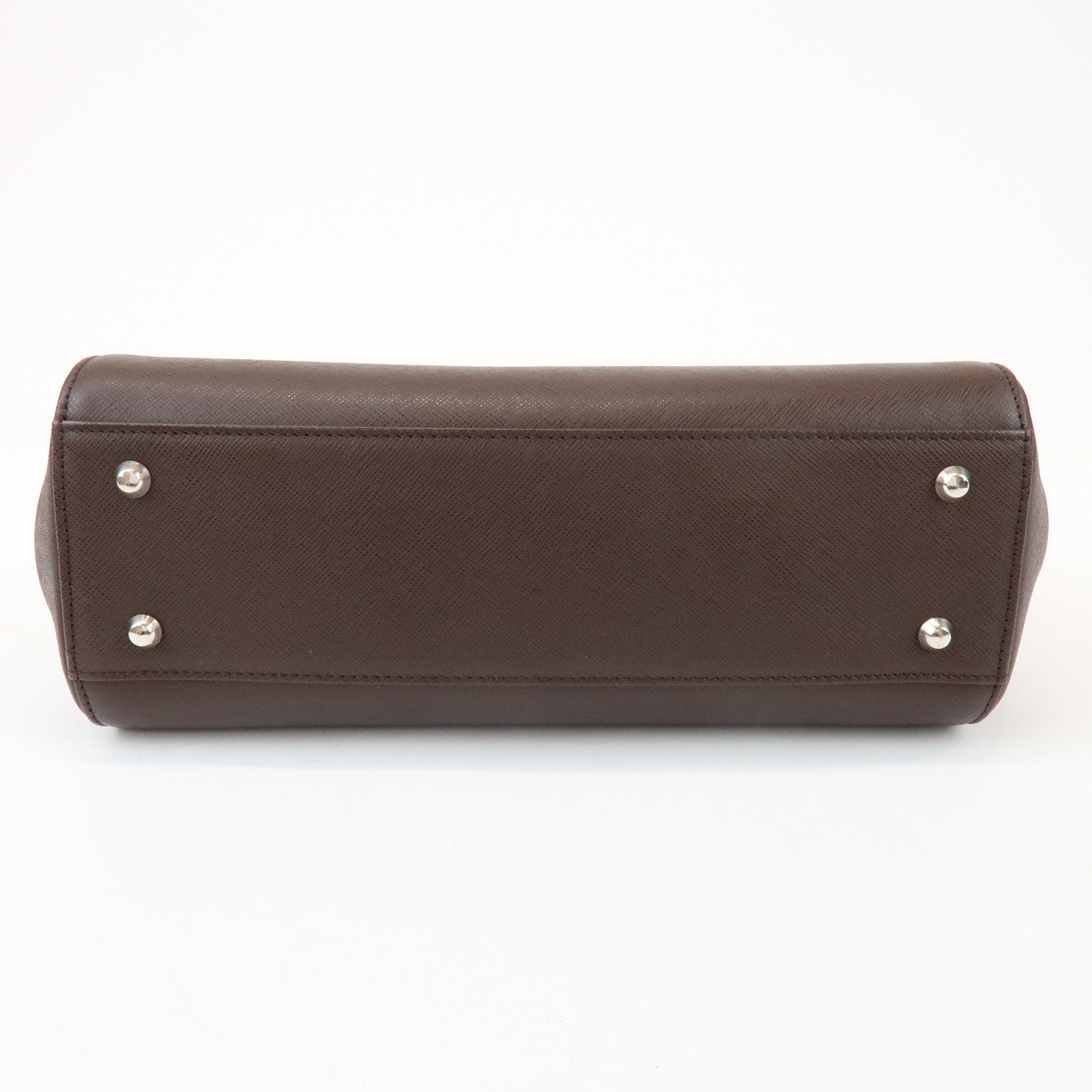 BURBERRY Logo Leather Hand Bag Tote Bag Brown