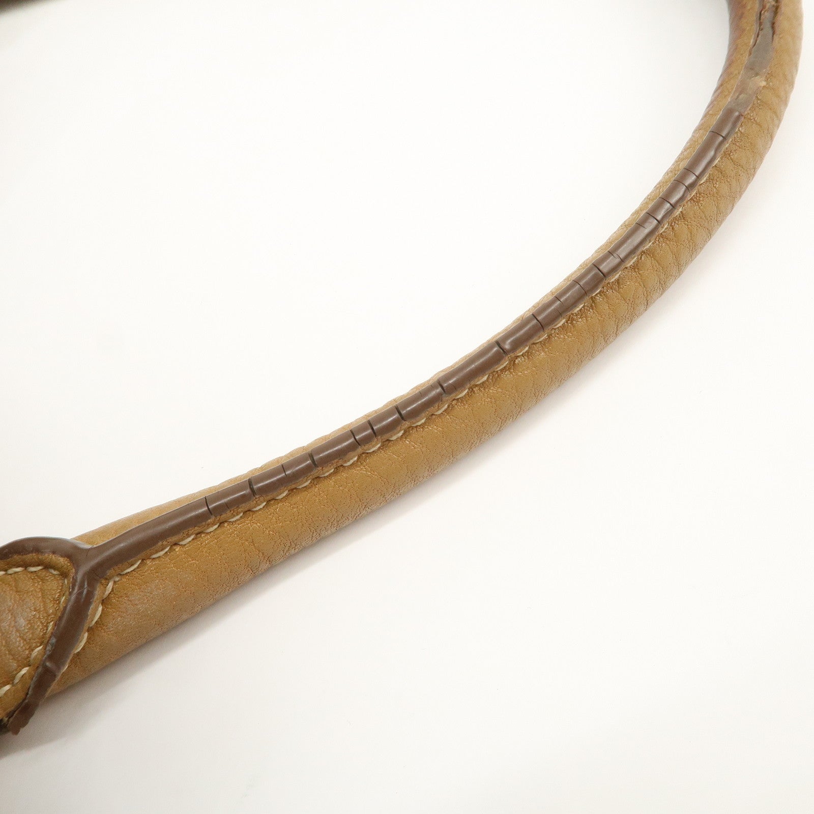 PRADA Leather Tote Bag Hand Bag Shoulder Bag Beige Gold HDW Used