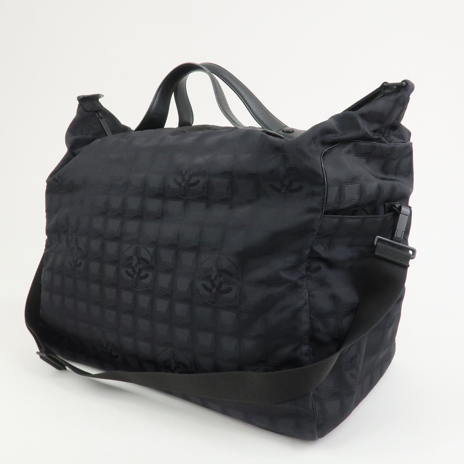 CHANEL New Travel Line Nylon Jacquard 2Way Boston Shoulder Bag