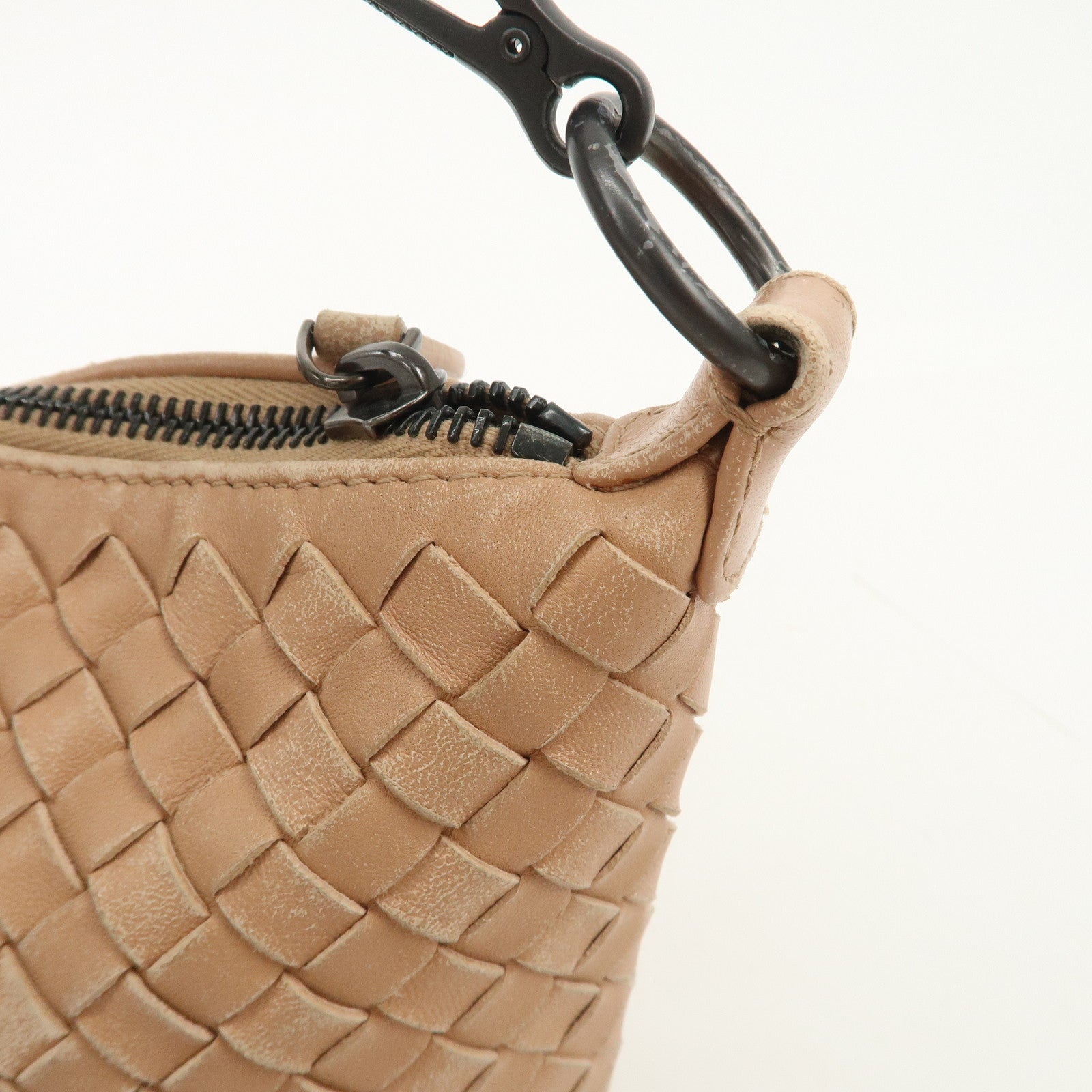 BOTTEGA VENETA Intrecciato Leather Shoulder Bag Hand Bag Pink Used