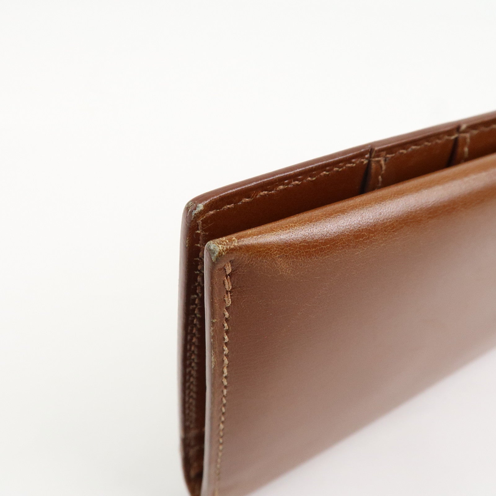 HERMES Bearn Classic Box Calf □O Stamped Bi-Fold Long Wallet Brown