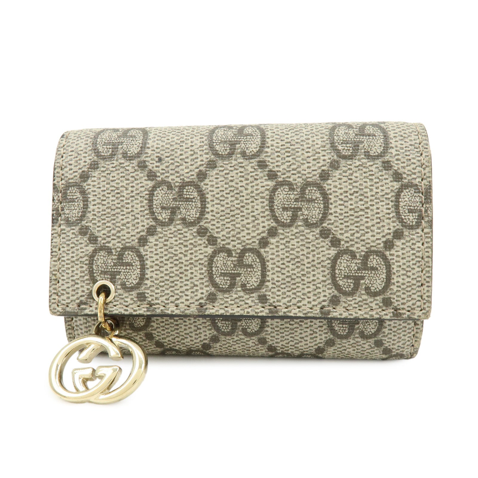 GUCCI Interlocking G GG Supreme 6 Rings Key Case Beige 212111