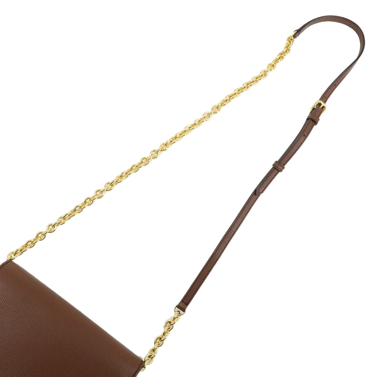 BURBERRY Nova Plaid Leather Canvas Chain Shoulder Bag Brown Beige