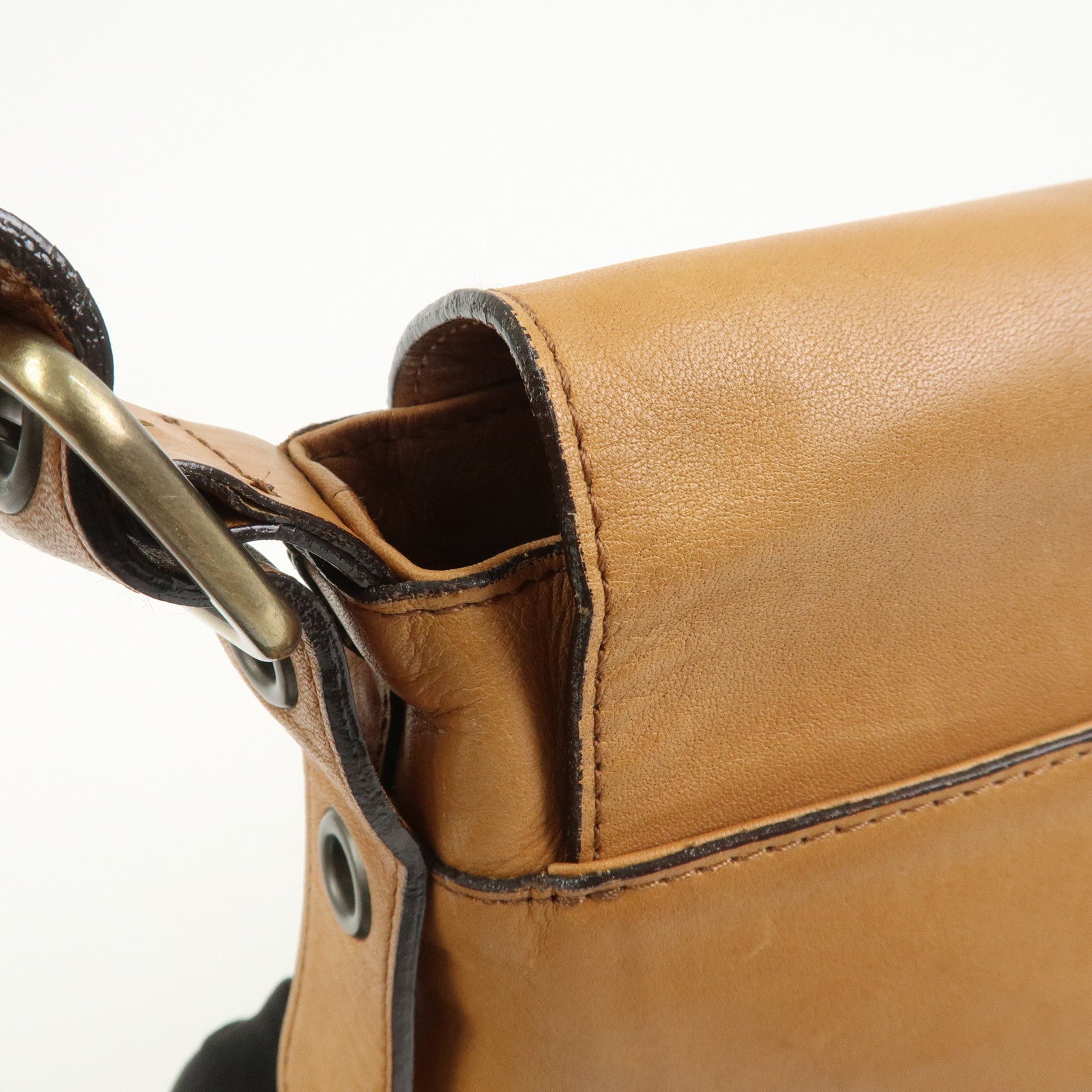 Chloe Logo Leather Shoulder Bag Hand Bag Crossbody Bag Brown