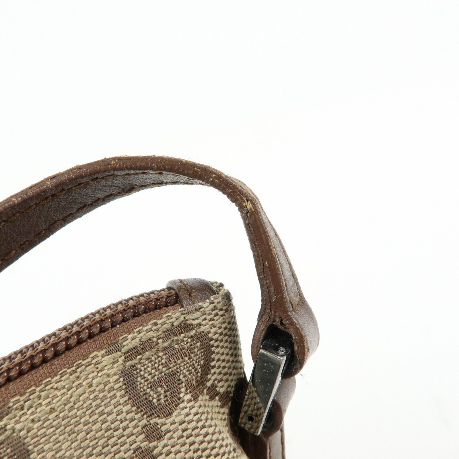 GUCCI Boat Bag GG Canvas Hand Bag Accessory Pouch Beige Brown 07198