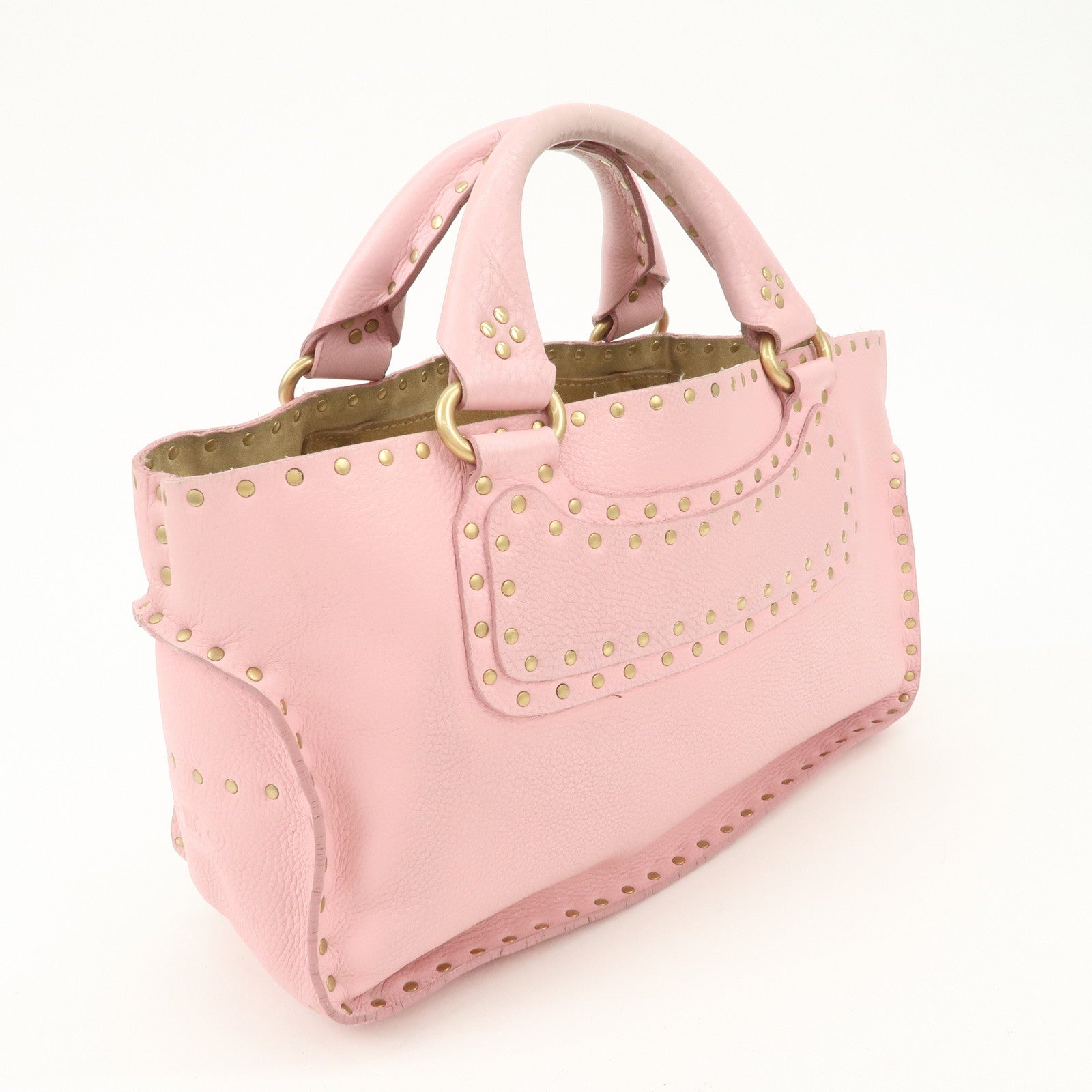 CELINE Leather Boogie Bag Hand Bag Tote Bag Pink