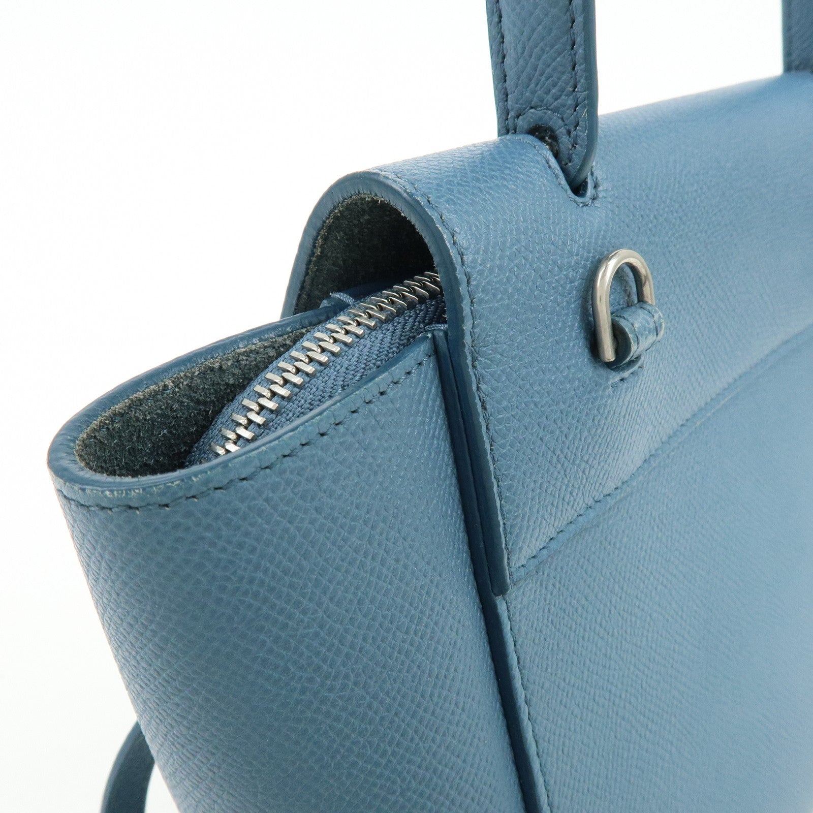 CELINE Belt Bag Leather 2Way Bag Hand Bag Shoulder Bag Blue