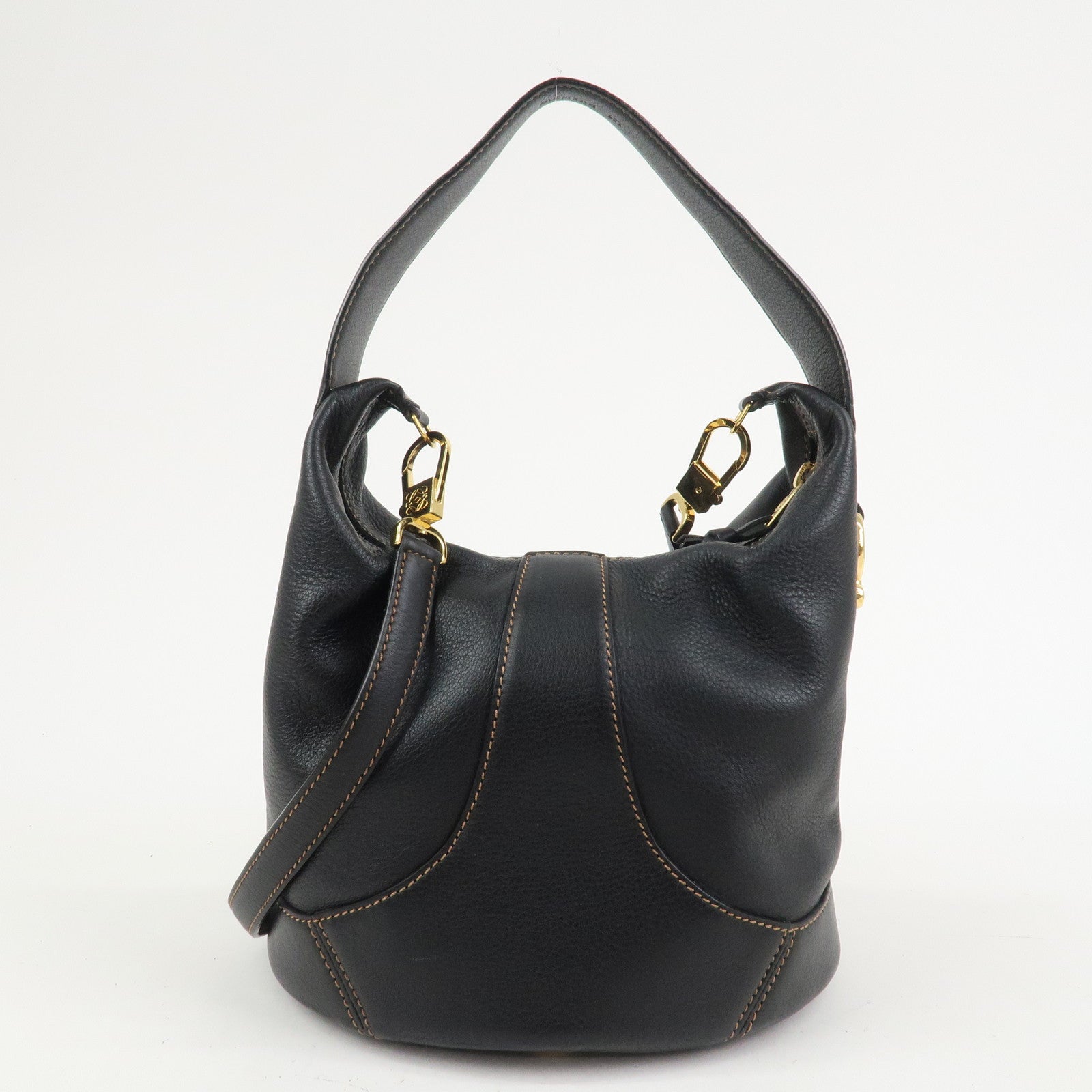 LOEWE Anagram Leather 2WAY Bag Shoulder Bag Hand Bag Black