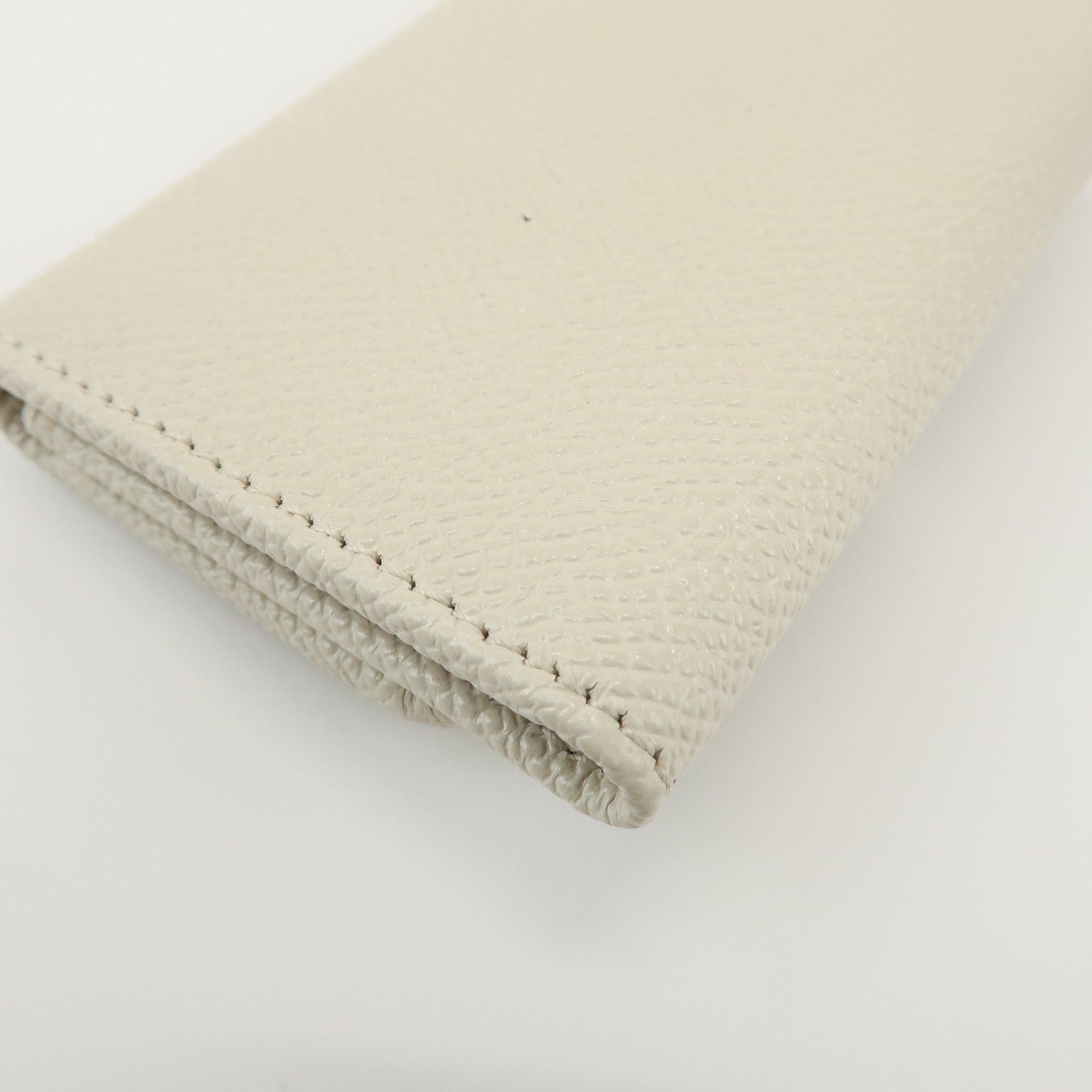 BVLGARI Logo Leather 6 Rings Key Case Key Holder Ivory