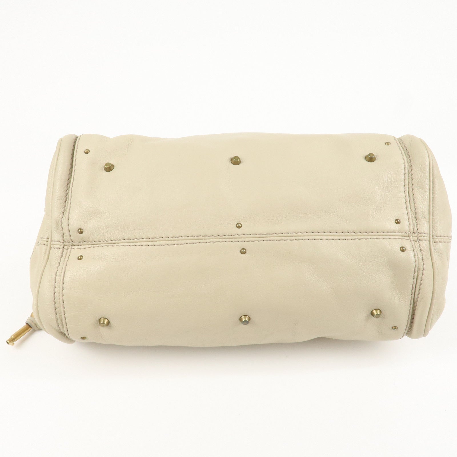 Chloe Paddington Leather Medium Hand Bag Shoulder Bag Beige Used