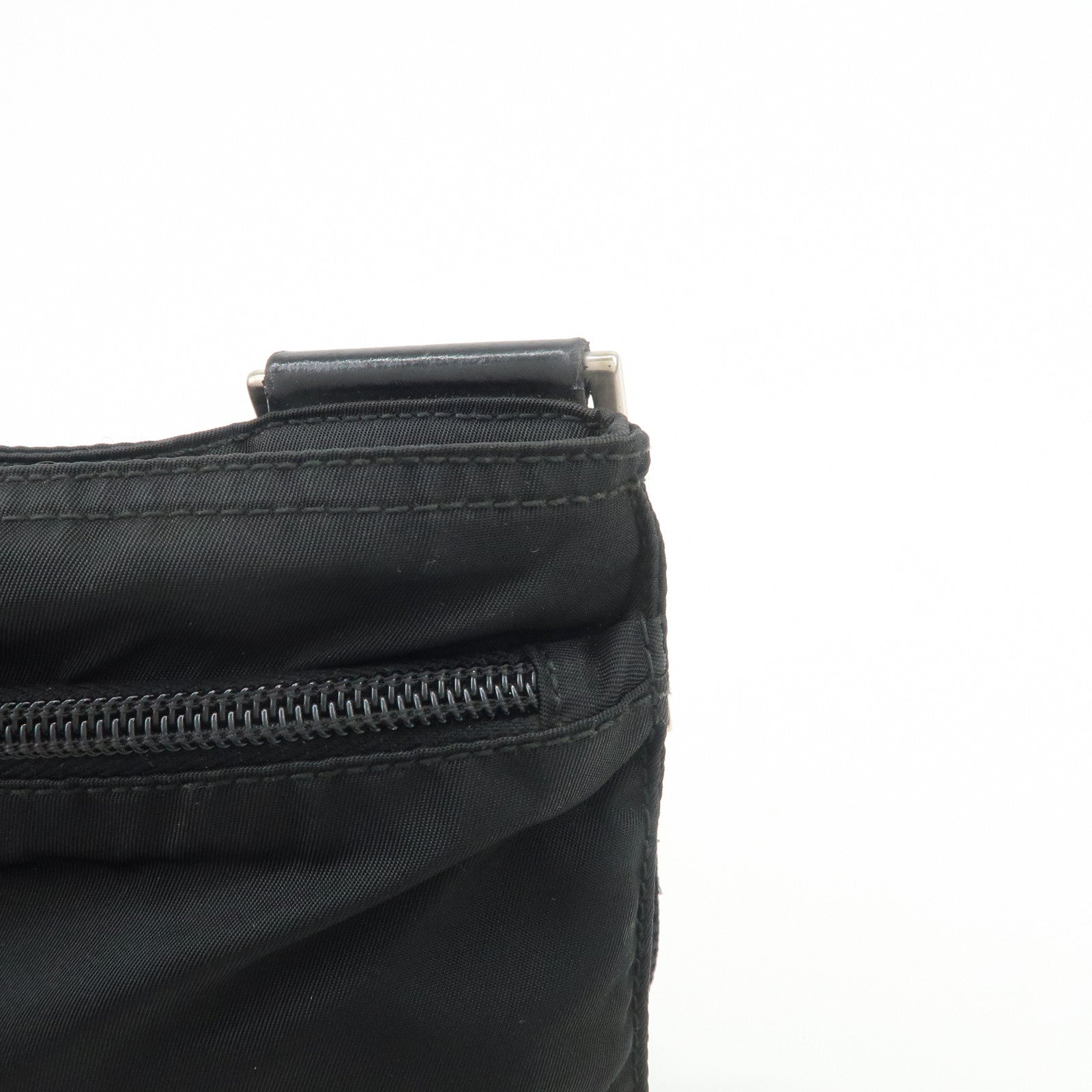 PRADA Triangle Logo Nylon Leather Shoulder Bag Crossbody Bag Black