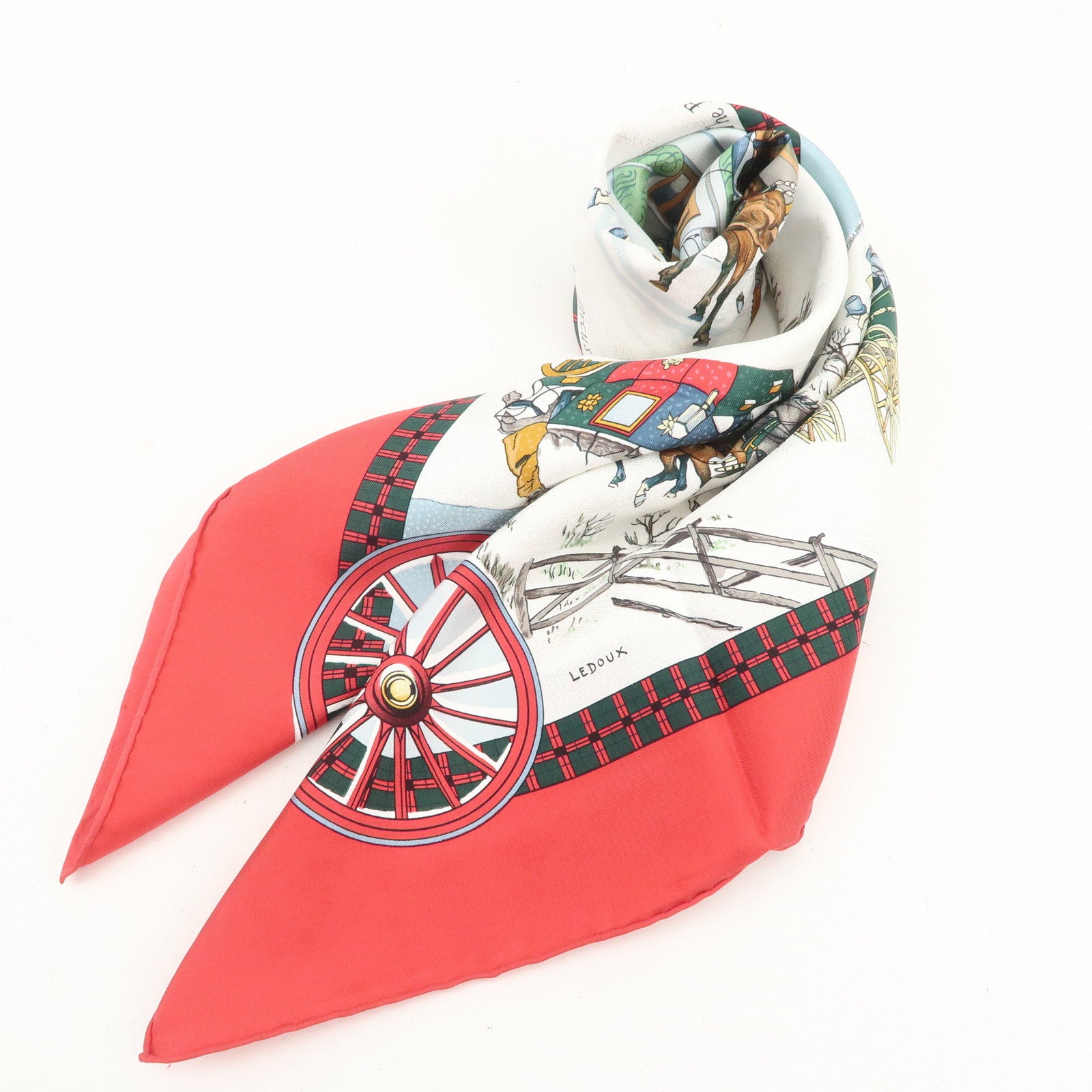 HERMES Carre 90 Silk 100% L'HIVER EN POSTE Scarf