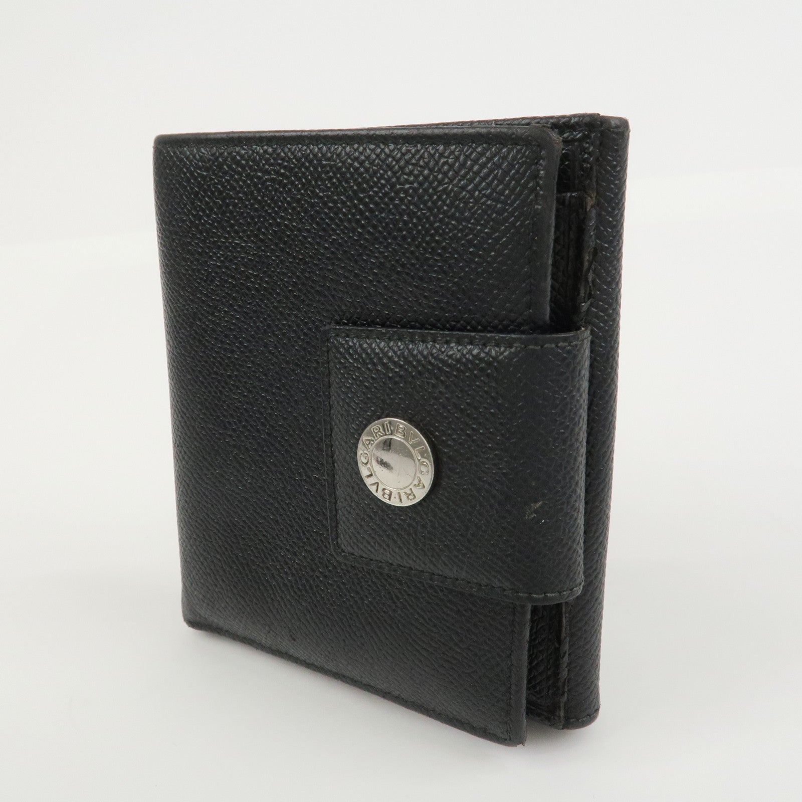 BVLGARI Set of 2 Leather Compact Wallet Bi-fold Wallet Black