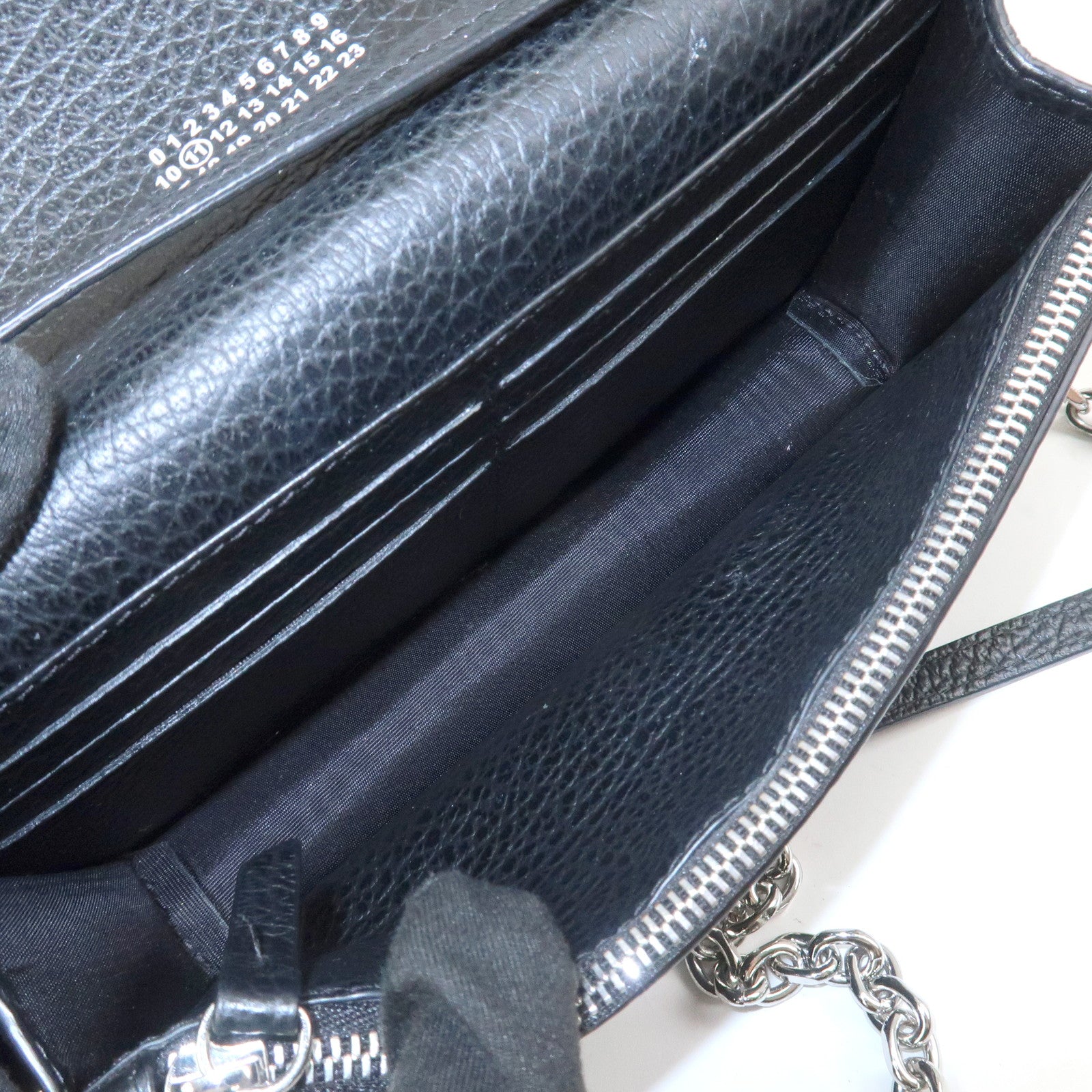 Maison Margiela Leather Shoulder Bag 4 Stitches Chain Wallet Black