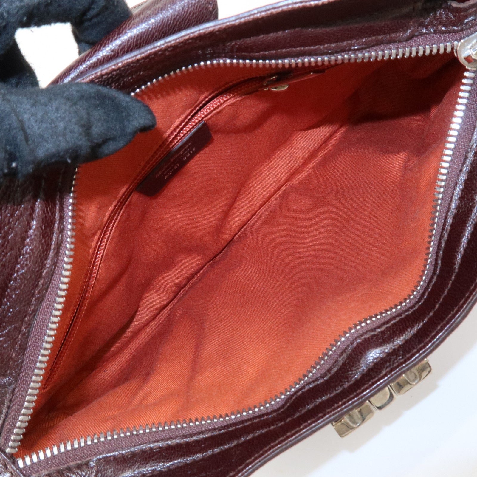 Ferragamo Ganchini Leather Shoulder Bag Hand Bag Dark Brown Used