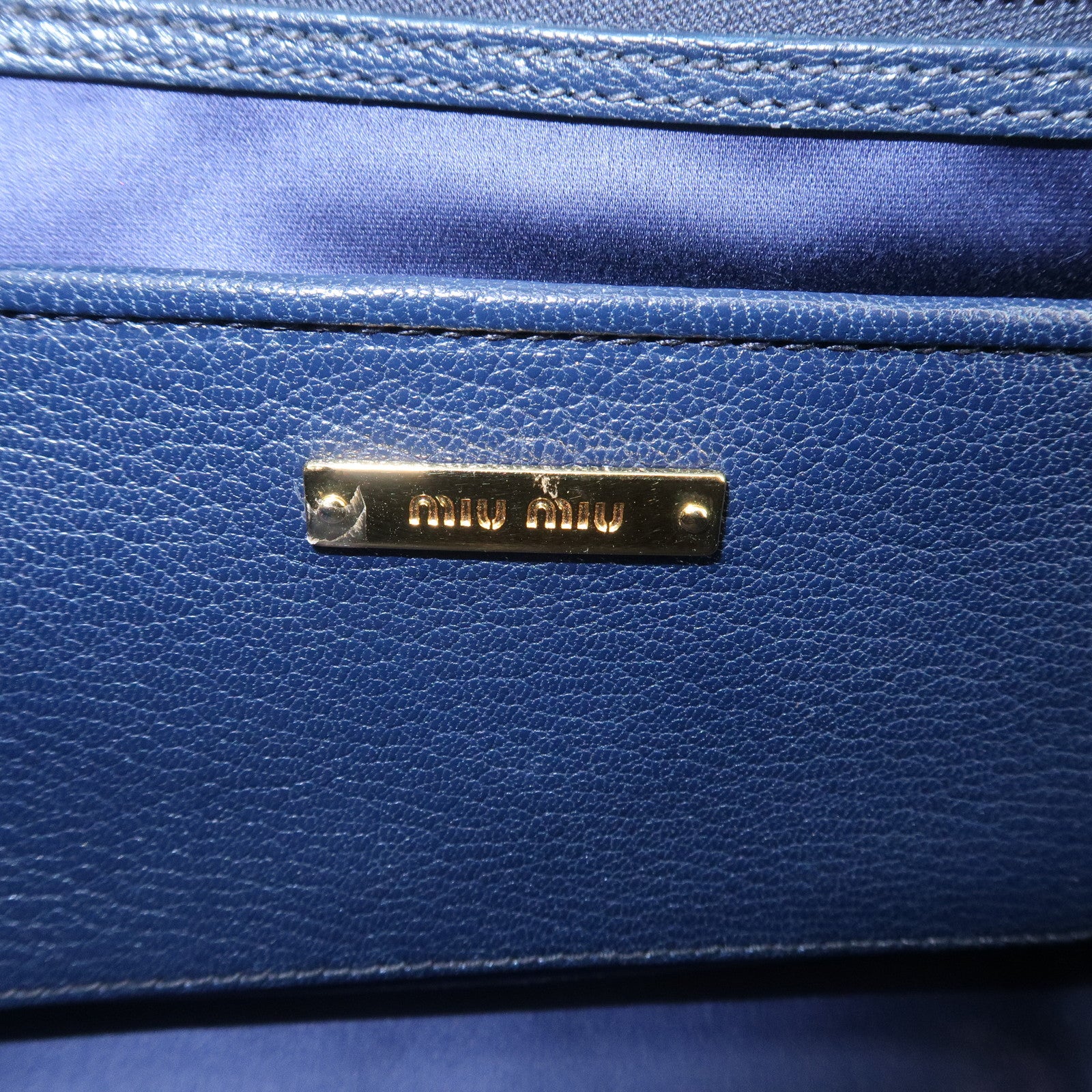 MIU MIU MADRAS 2Way Bag Hand Bag Shoulder Bag Blue RL0058