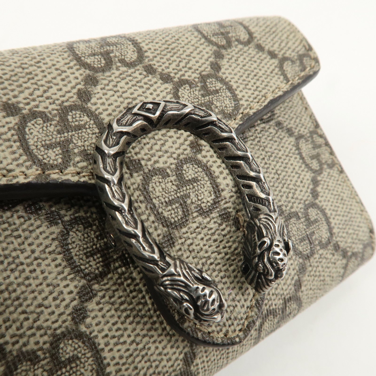 GUCCI Dionysus GG Supreme Mini Wallet Coin Case Beige 696804 Used