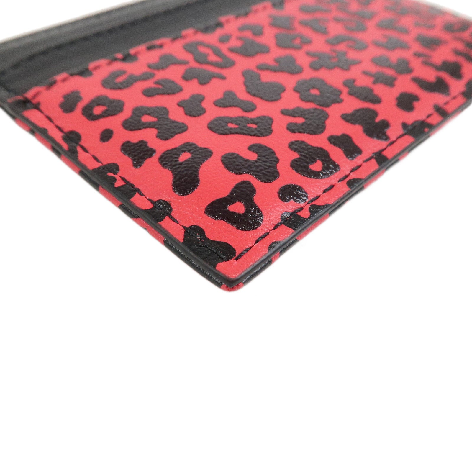Christian Dior Leather Card Case Card Holder Pink Black