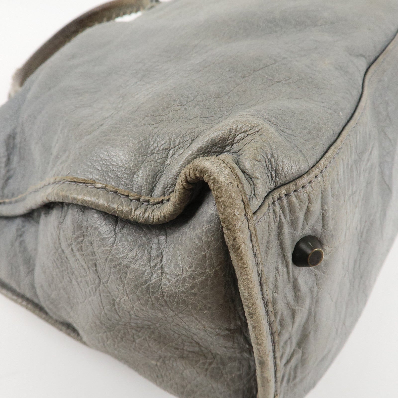 BALENCIAGA The Work Leather Tote Bag Hand Bag Gray Used