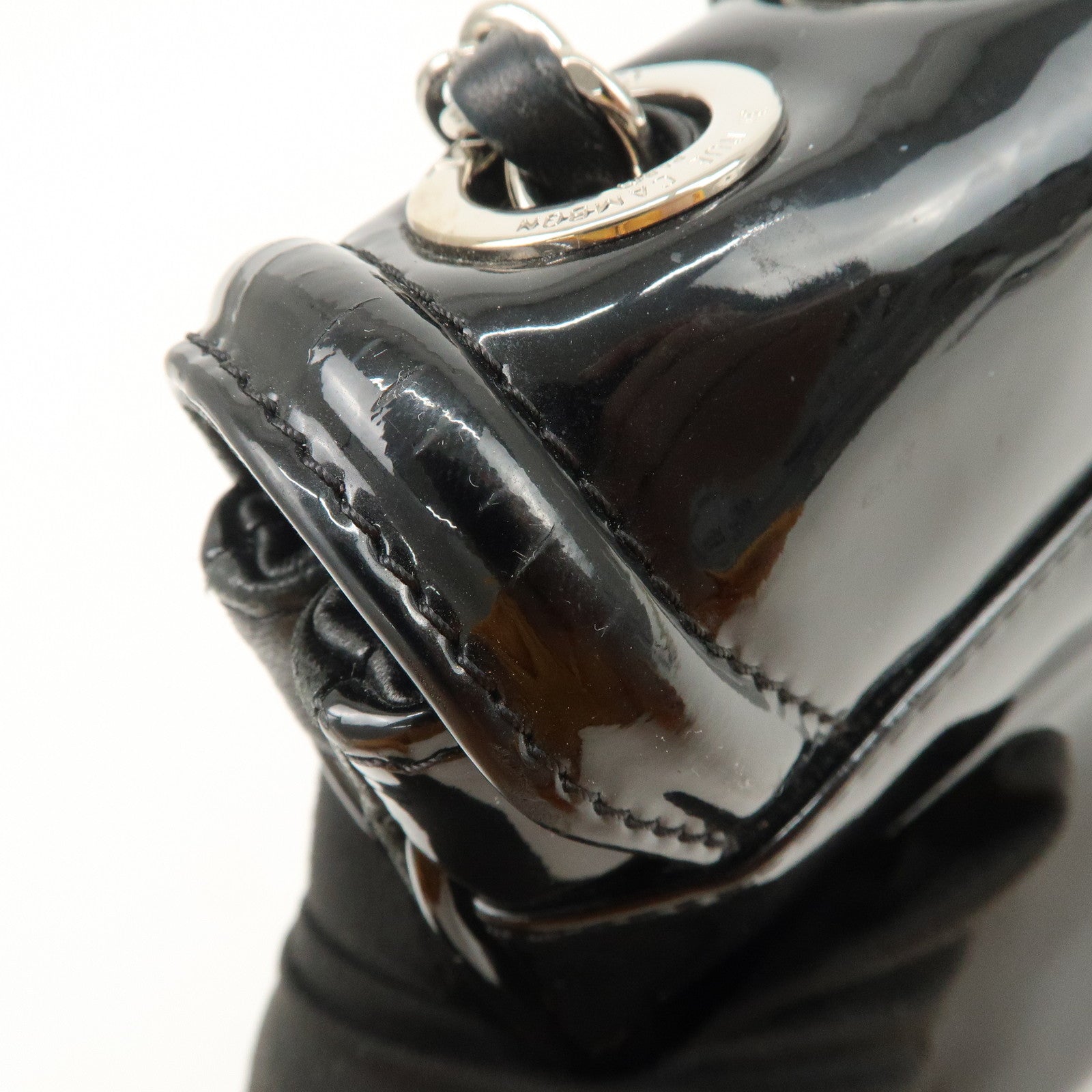 CHANEL Patent Leather Chain Shoulder Bag Hand Bag Black