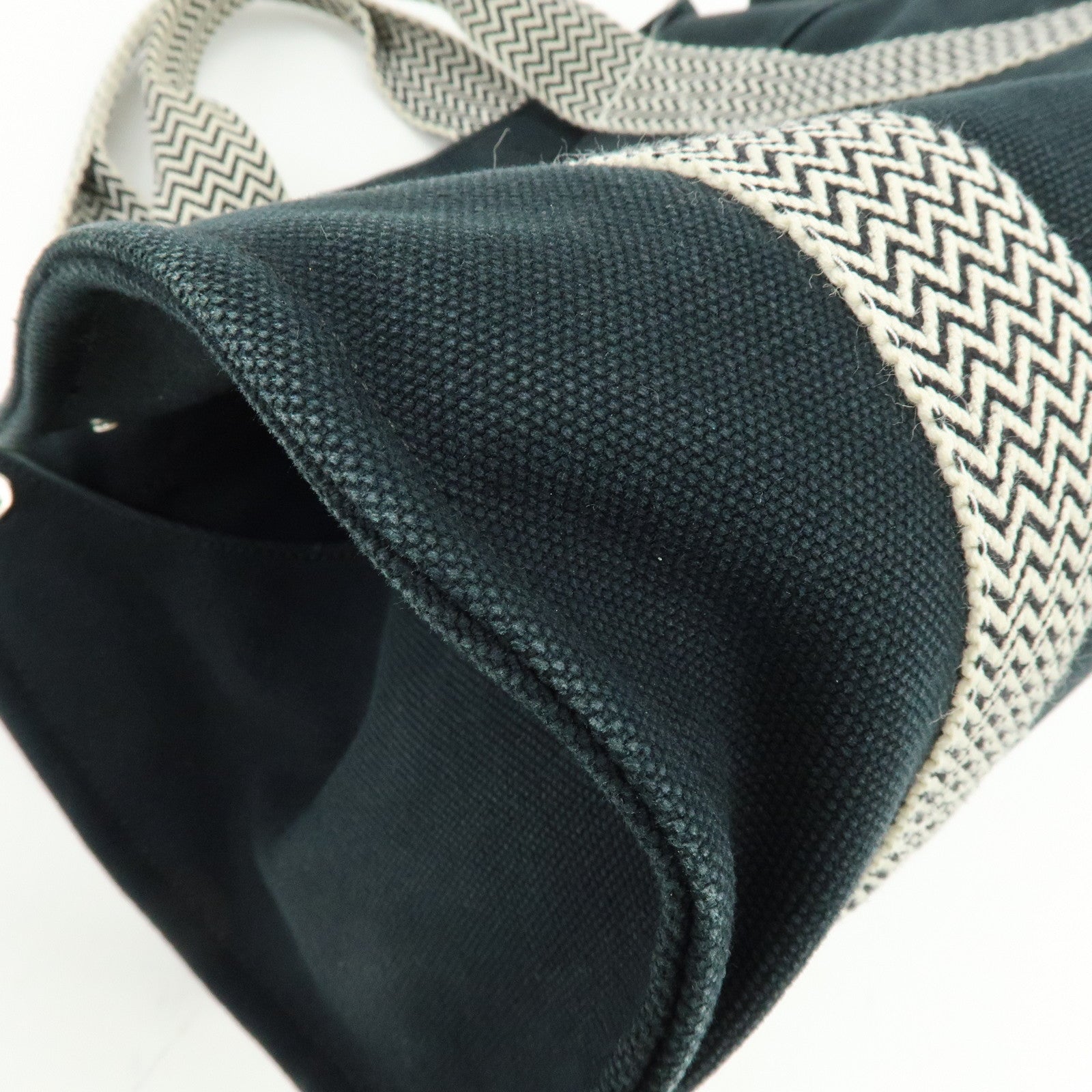 HERMES Cannes PM Canvas Tote Bag Hand Bag Black