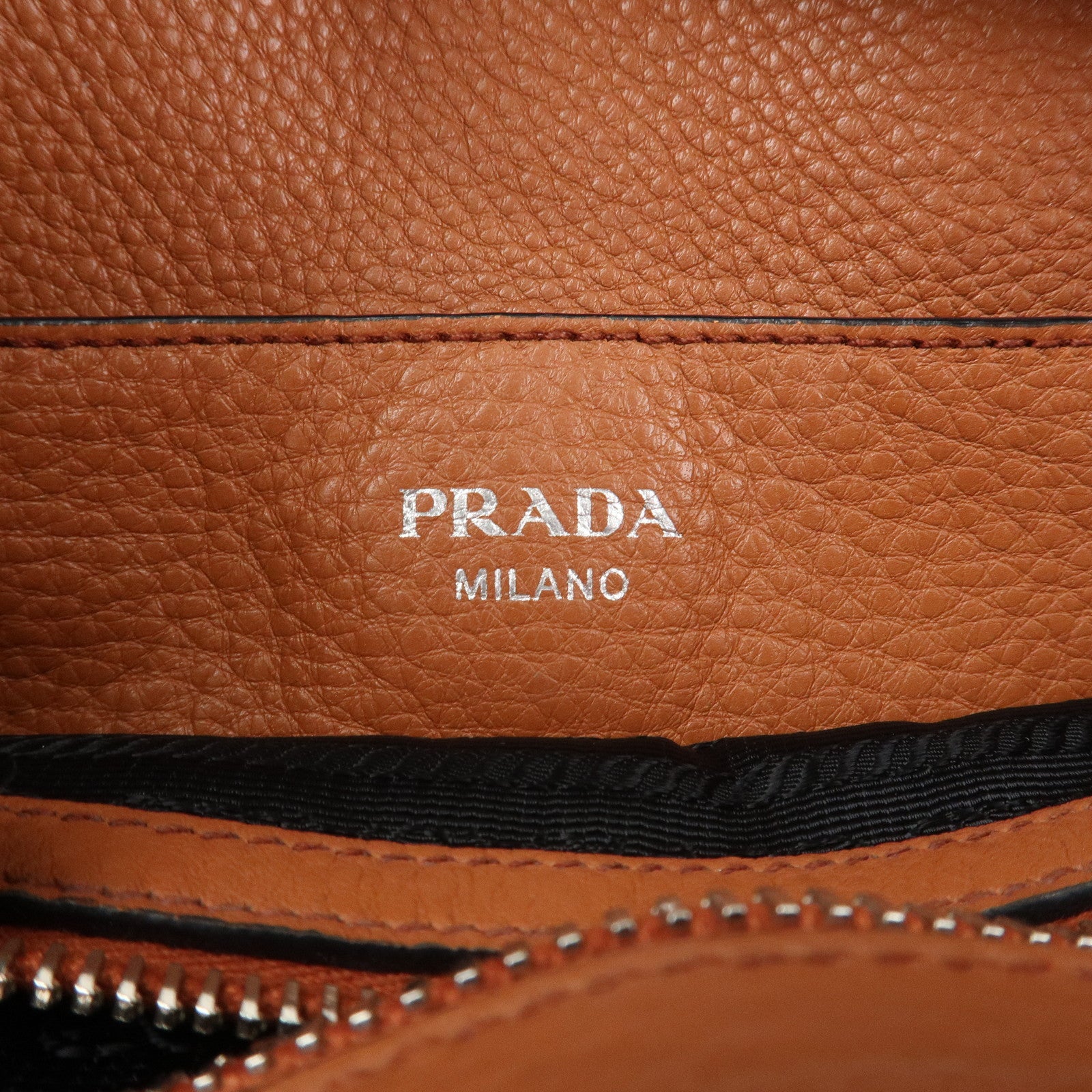 PRADA Logo Leather 2Way Bag Hand Bag Shoulder Bag Brown 1BA205