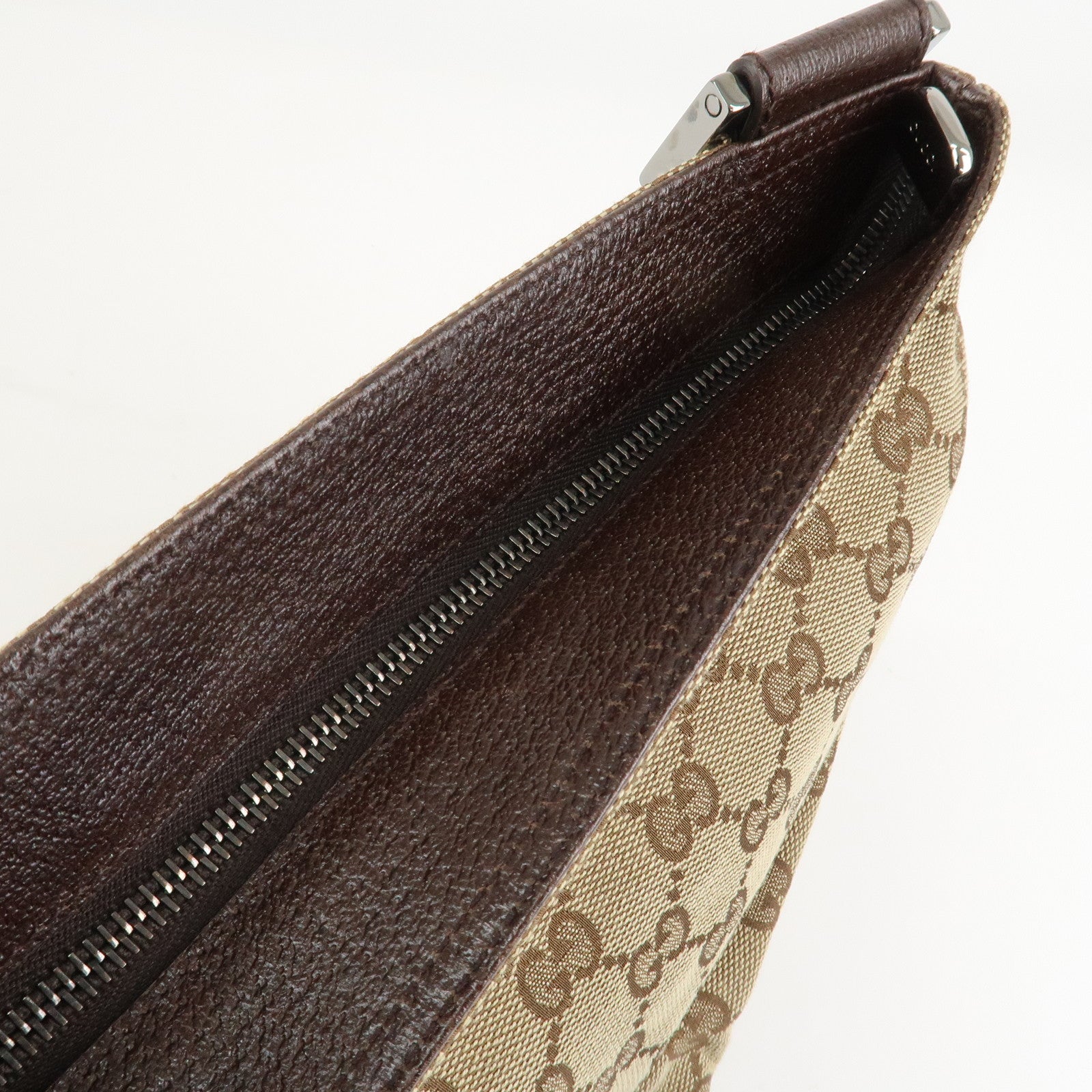 GUCCI Sherry GG Canvas Leather Shoulder Bag Beige Brown 169937