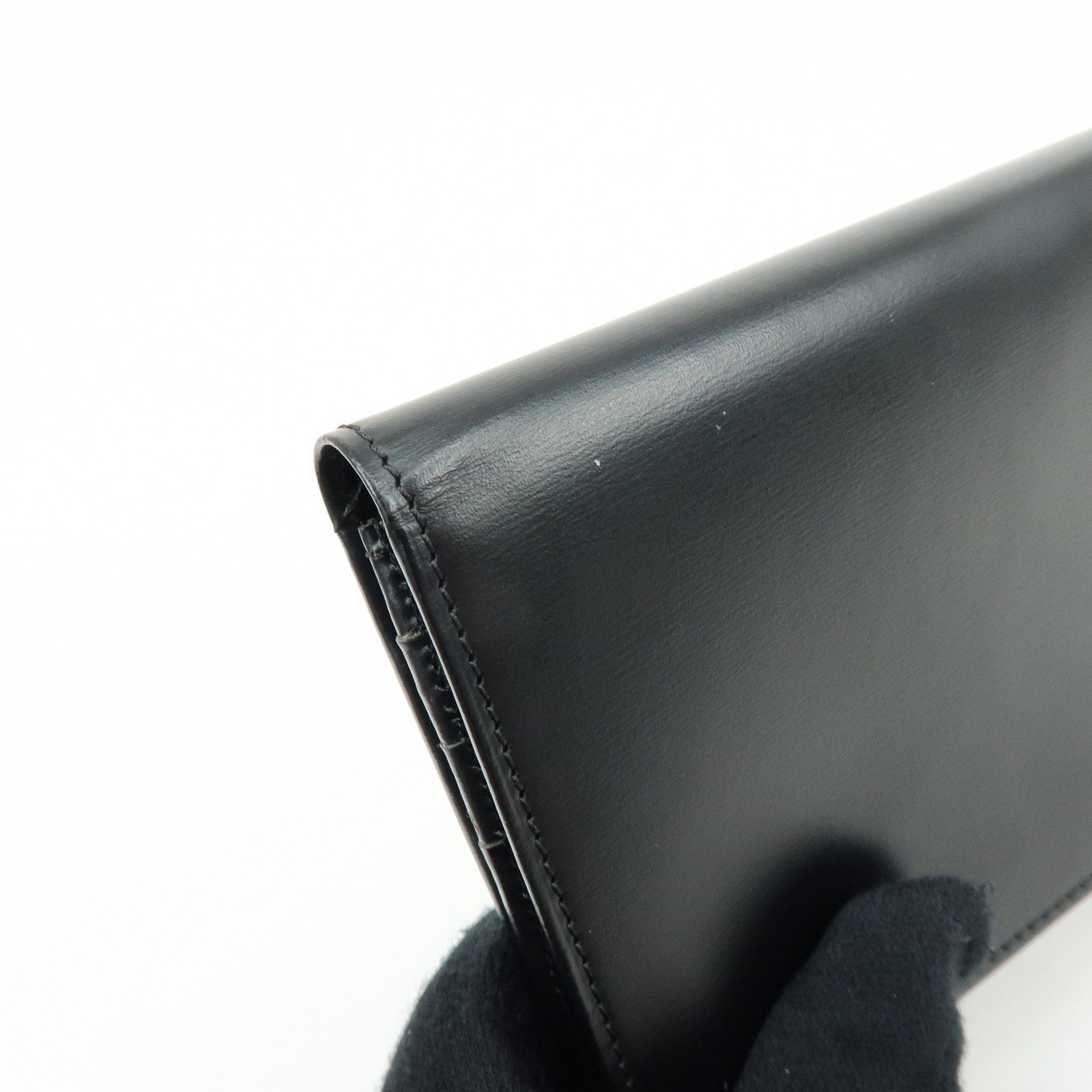 Cartier Pasha Leather Bi-fold Long Wallet Continental Wallet Black