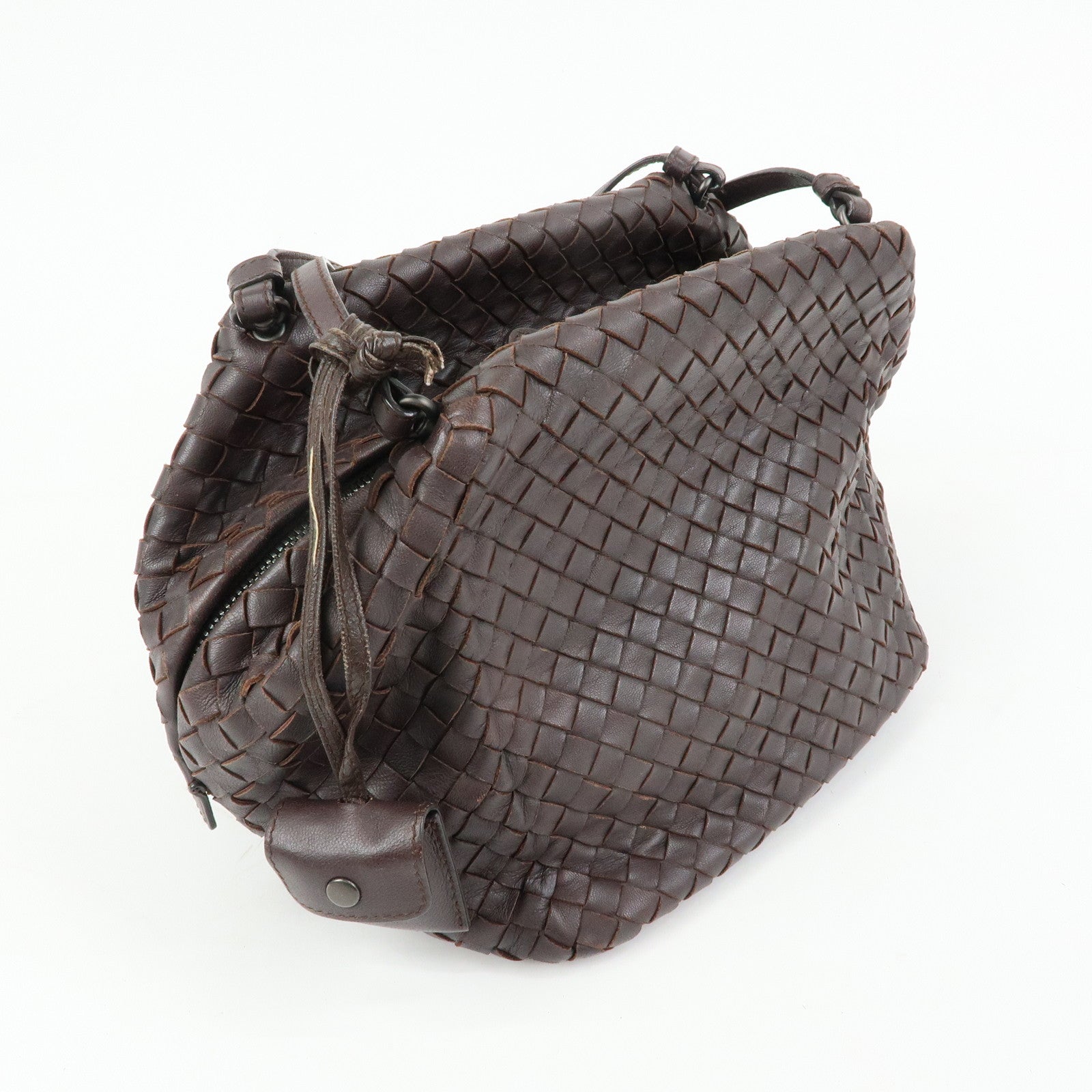 BOTTEGA VENETA Intrecciato Leather Shoulder Bag Brown 255693