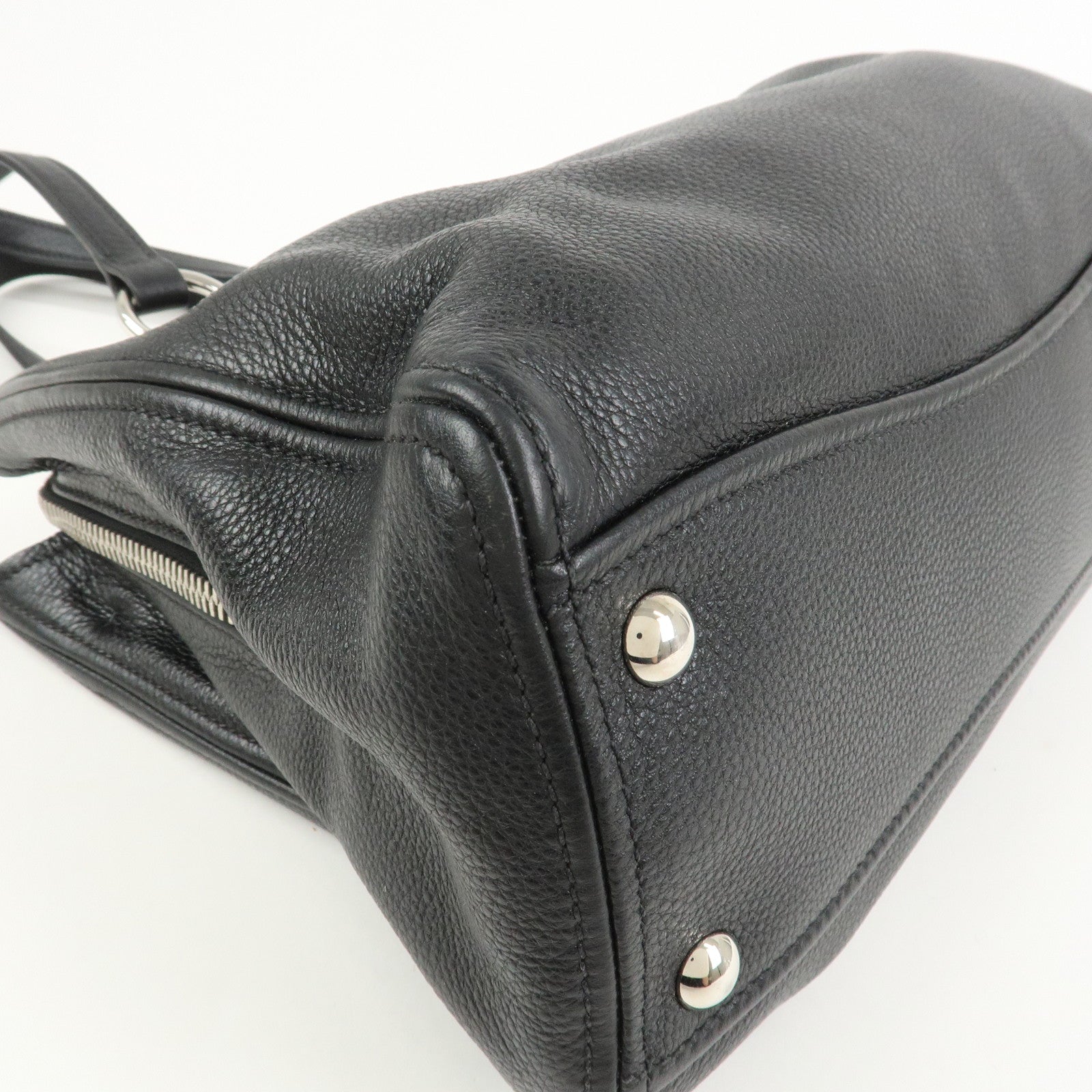 MIU MIU Logo Leather 2Way Shoulder Bag Hand Bag Black RR2014