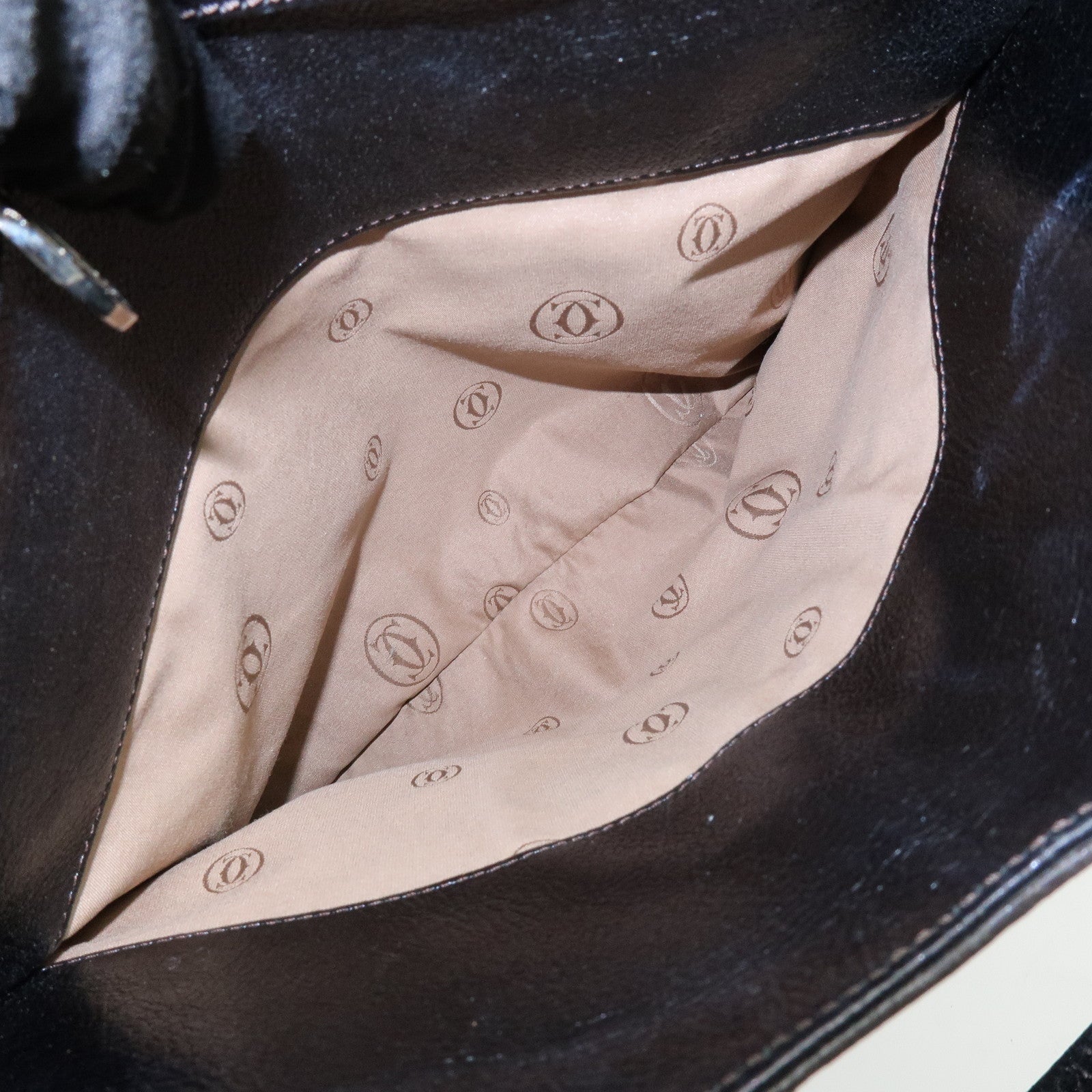 Cartier Marcello de Cartier Leather 2Way Shoulder Hand Bag Black