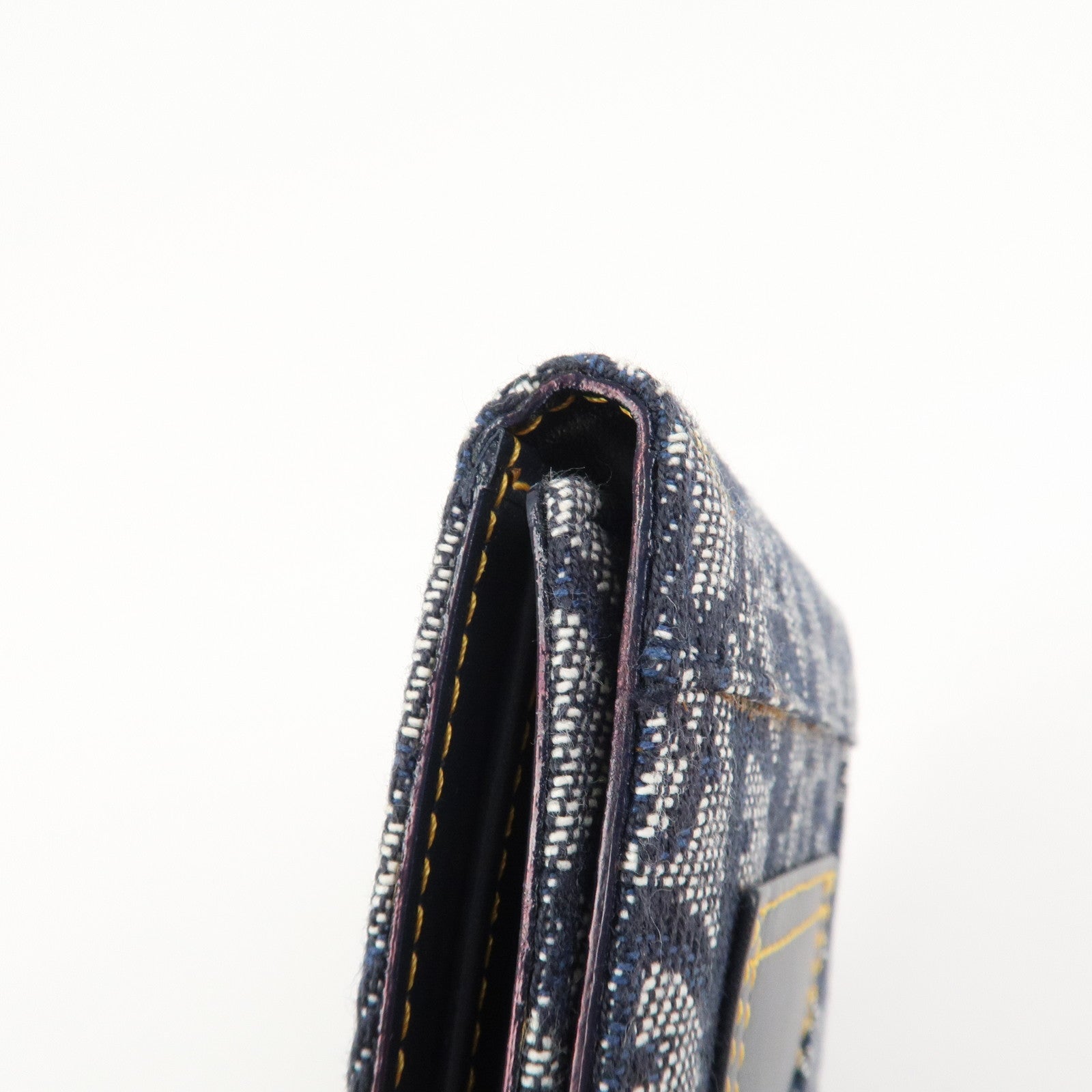Christian Dior Trotter Canvas Leather Tri-fold Wallet Navy
