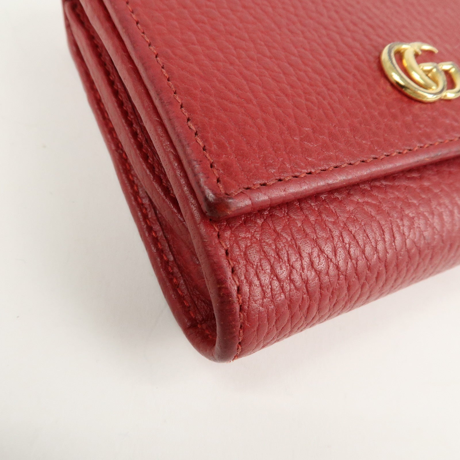 GUCCI GG Marmont Leather Mudium Compact Wallet Red 598587