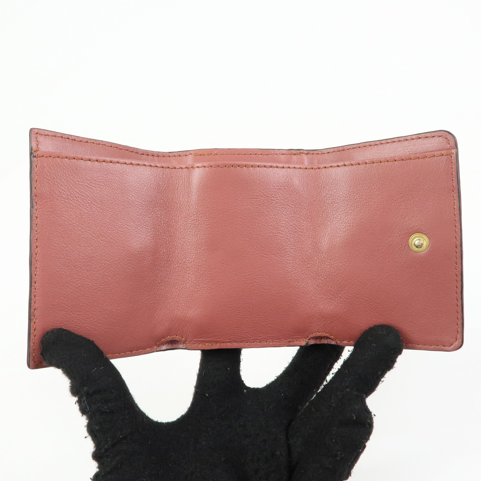Chloe See By Chloe Leather Suede Compact Trifold Wallet Dusty Pink
