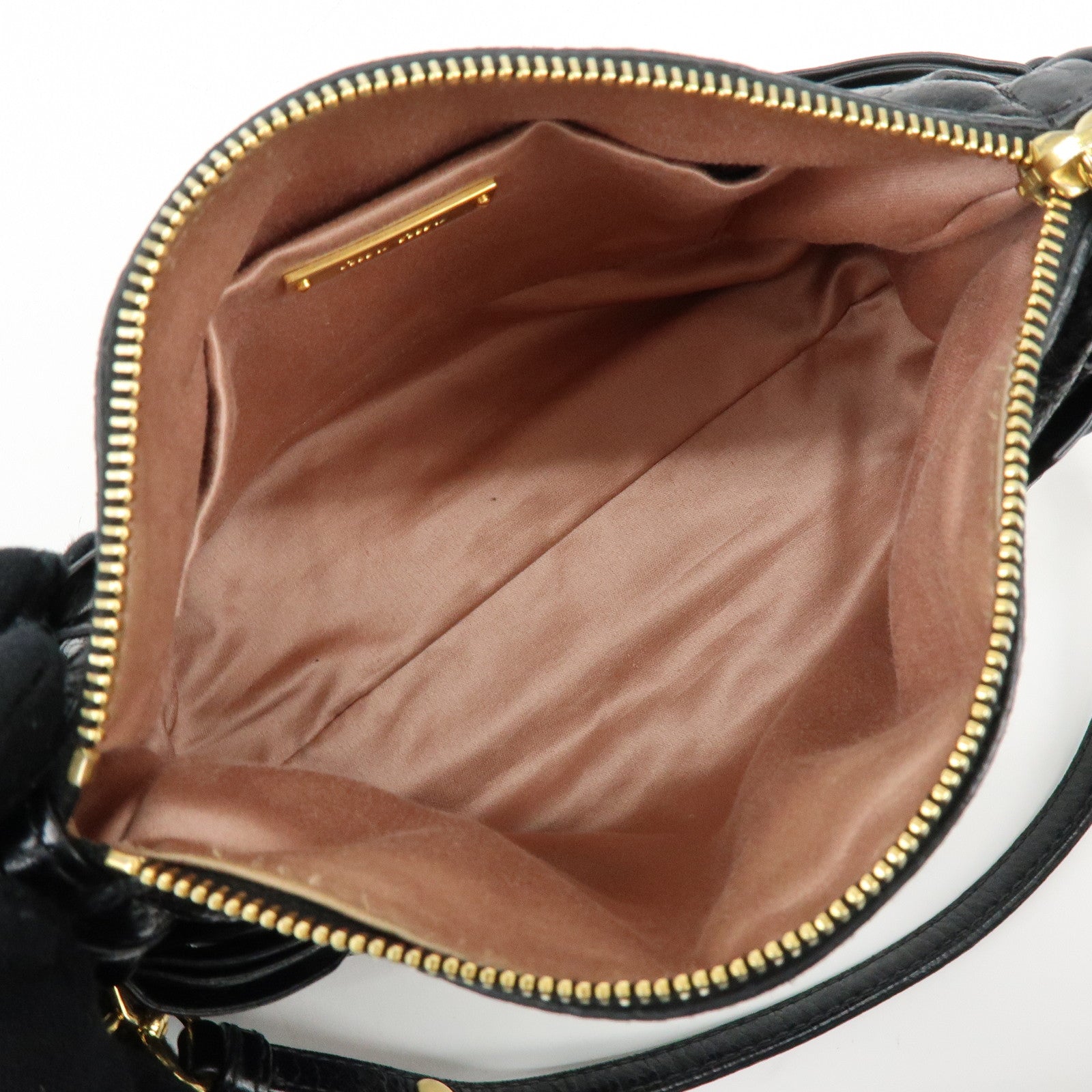 MIU MIU Leather Side Ribbon Mini Shoulder Bag Hand Bag Black 5N1557