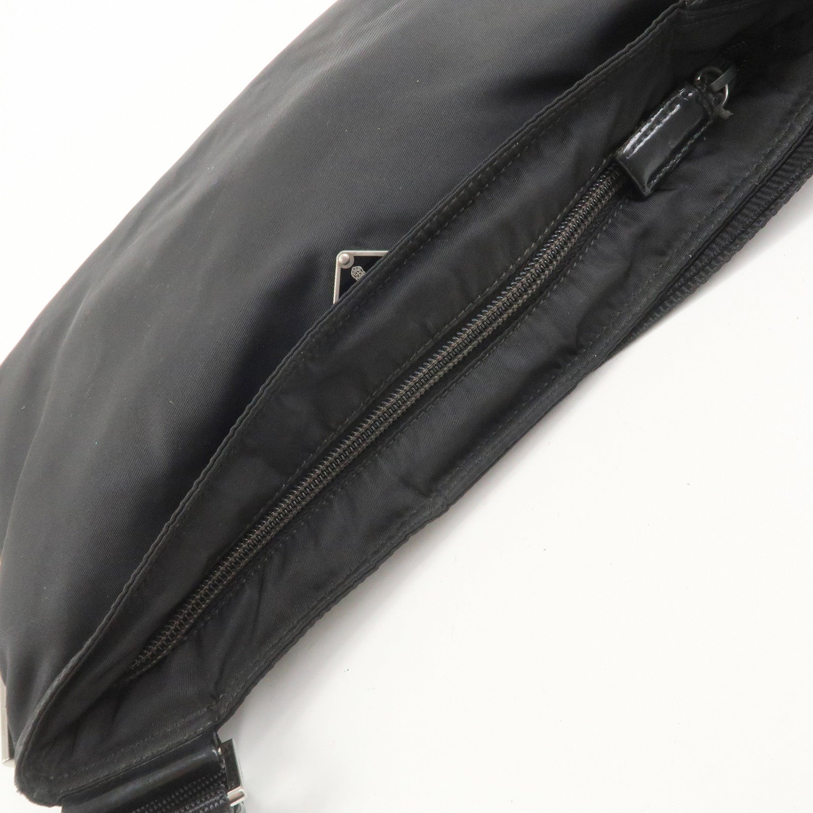 PRADA Triangle Logo Nylon Leather Shoulder Bag Crossbody Bag black