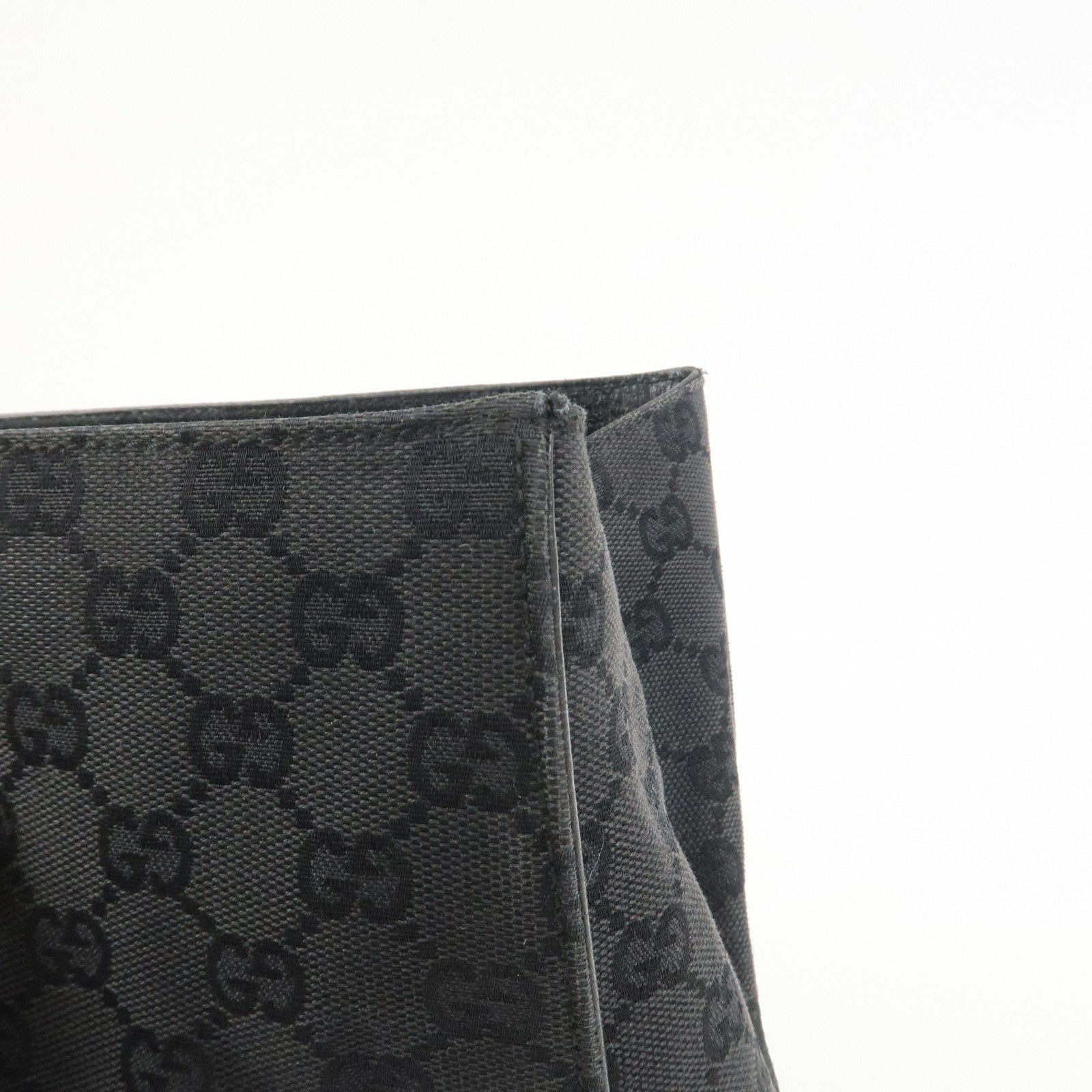 GUCCI GG Canvas Leather Tote Bag Hand Bag Black 120897