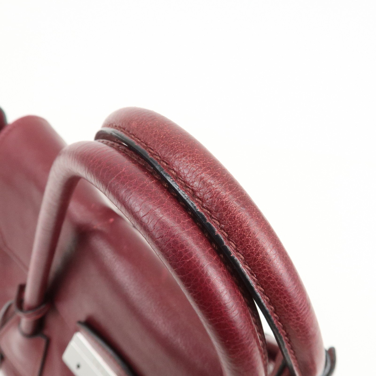 PRADA Leather 2Way Bag Flap Tote Bag Hand Bag Bordeaux