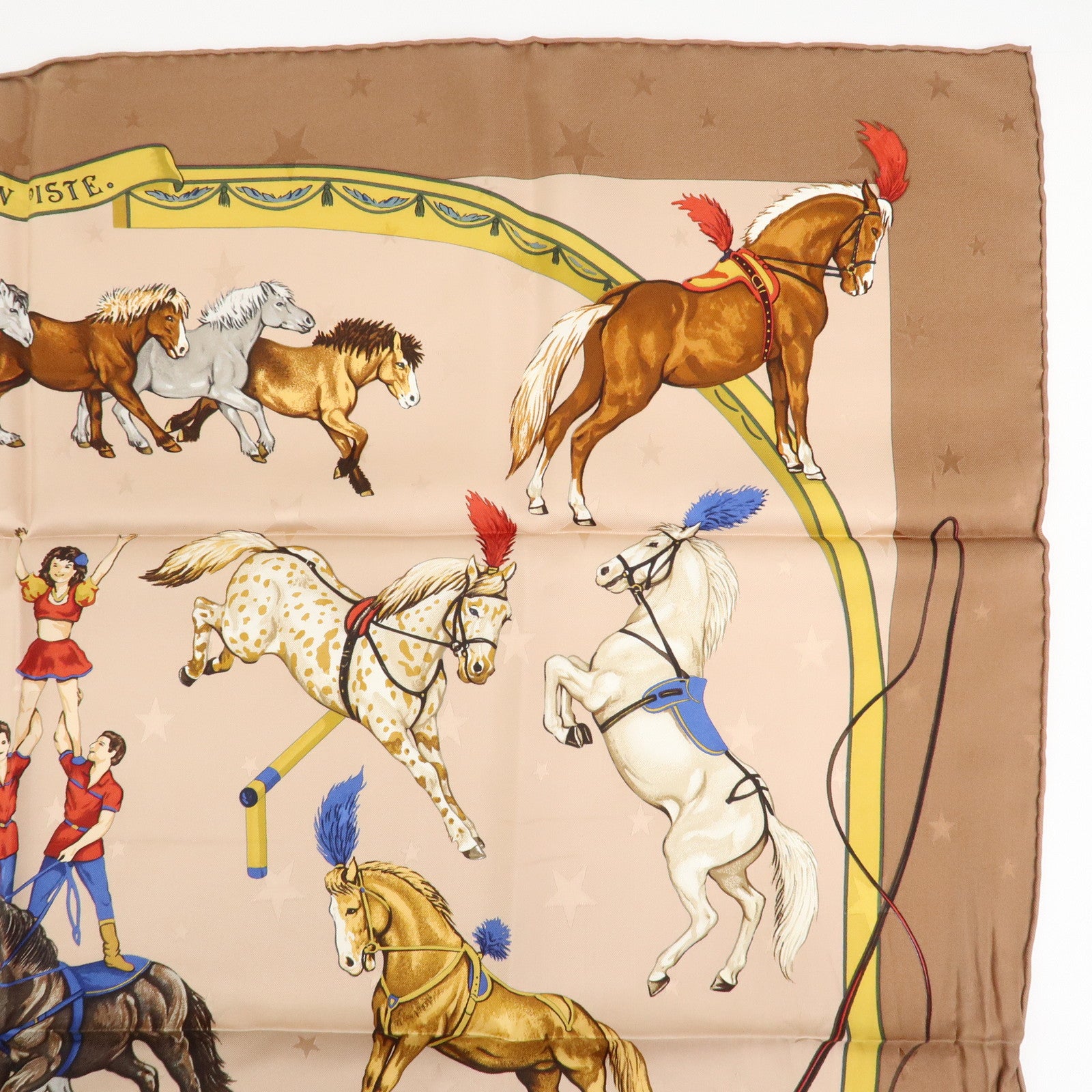 HERMES Carre 90 Silk 100% Scarf EN PISTE Brown