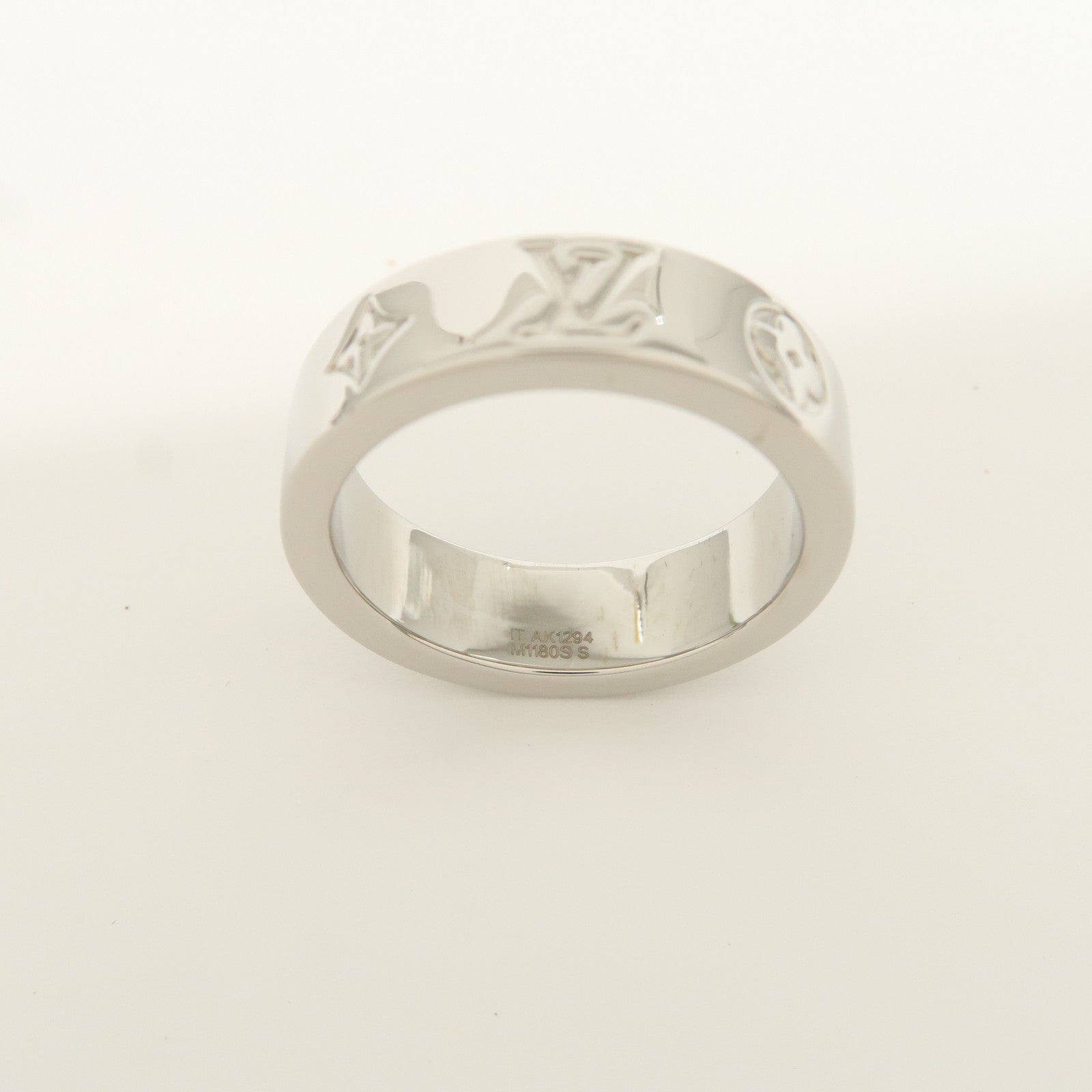 Louis Vuitton Monogram Metal Mosaic Thin Ring S00 Silver M1180