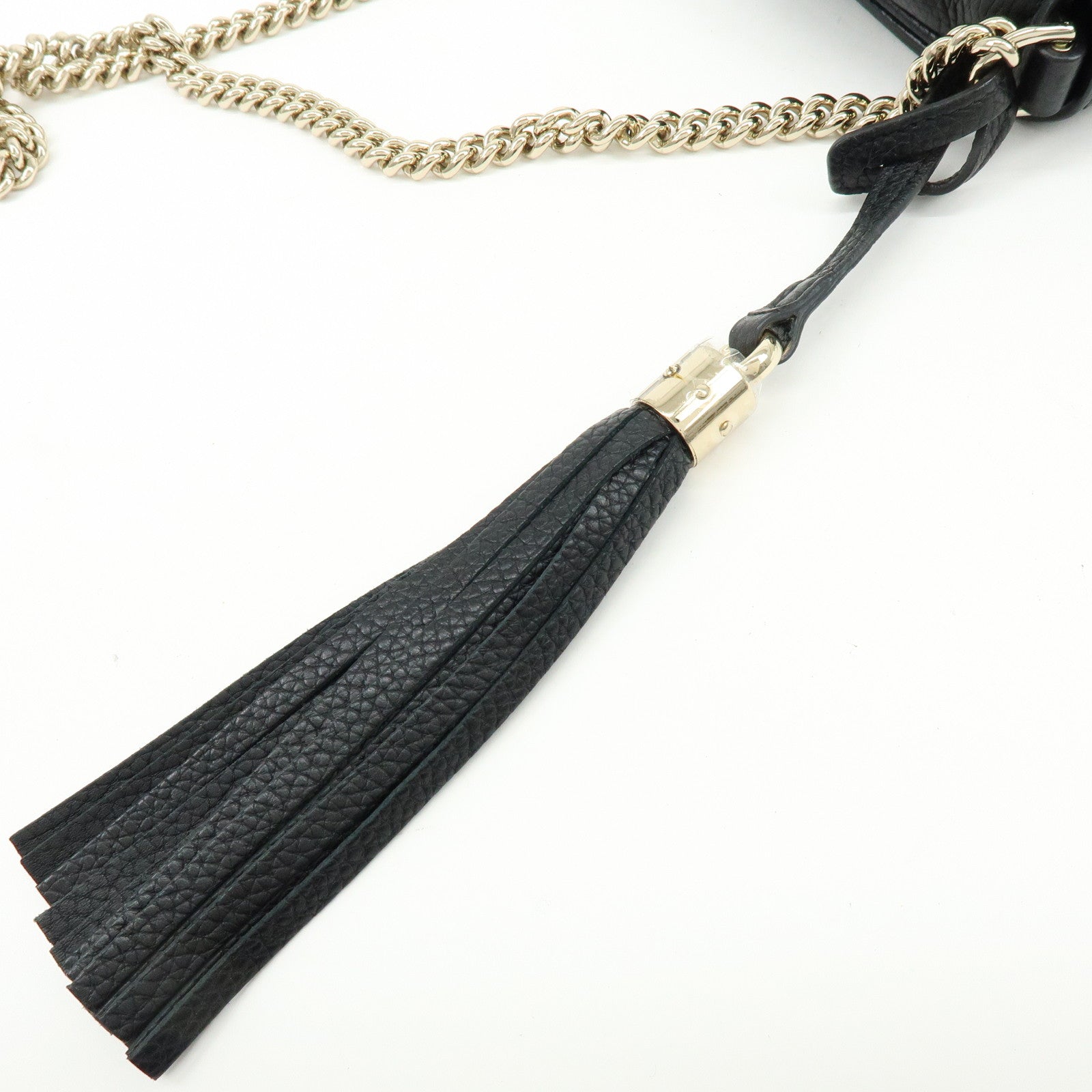 GUCCI SOHO Calf Leather Chain Shoulder Crossbody Bag Black 536224