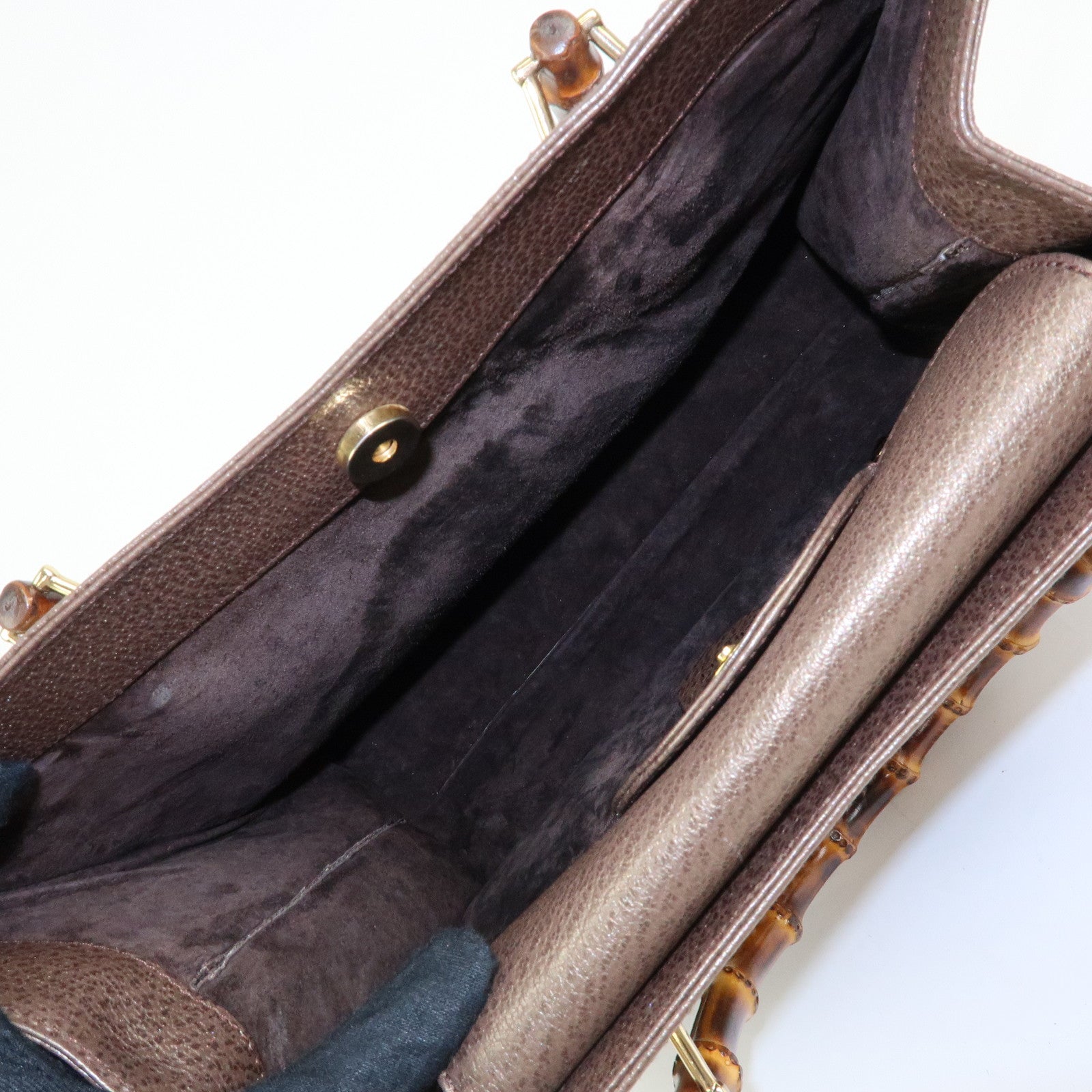 GUCCI Calf Leather Tote Bag Hand Bag Brown 002・1998・0260