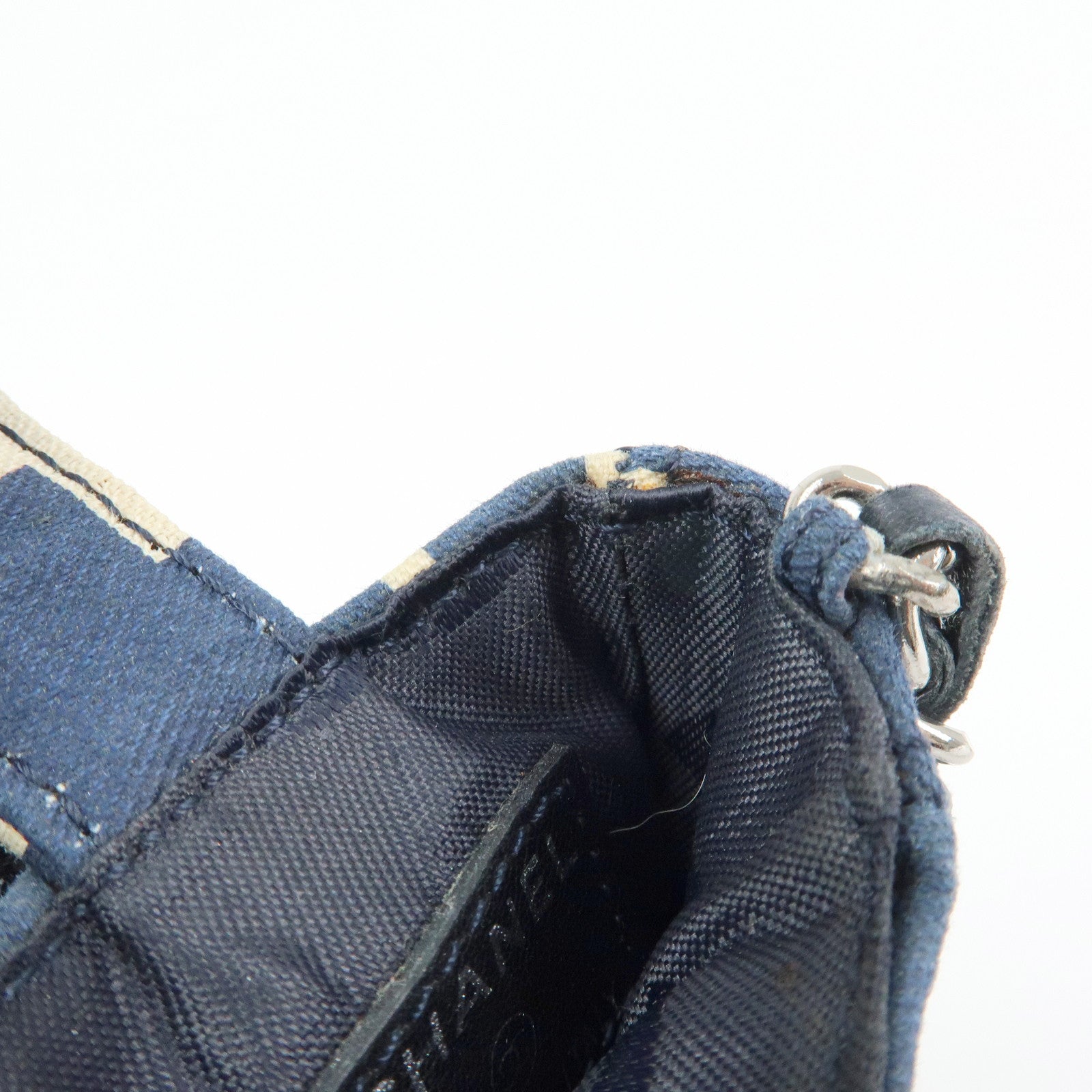 CHANEL By Sea Canvas Cell Phone Chain Shoulder Bag Navy