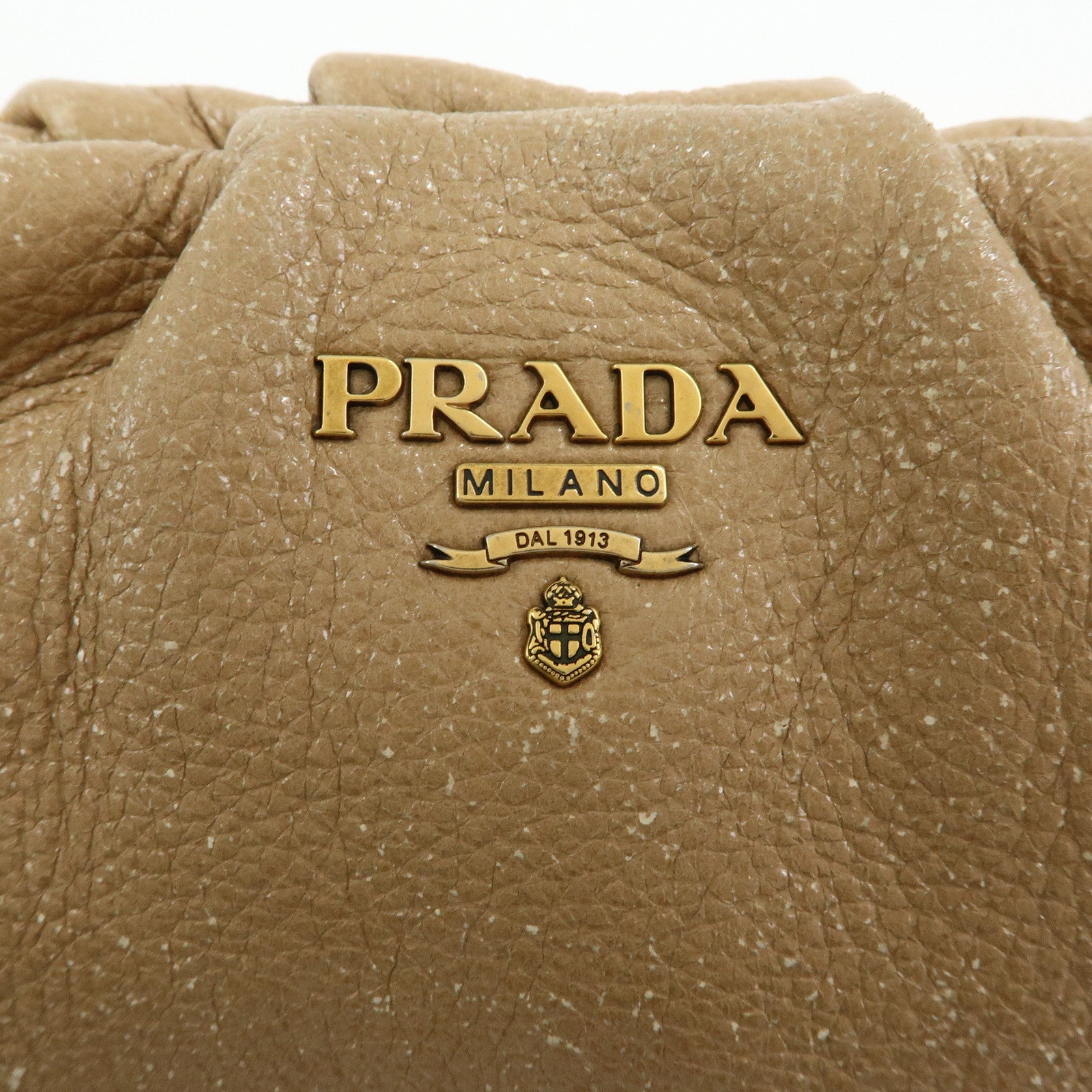 PRADA Logo Leather Chain One Shoulder Bag Light Brown BR4243