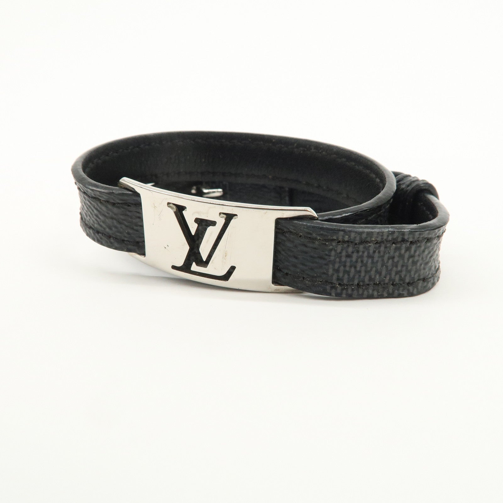 Louis Vuitton Damier Graphite Bracelet Sign It Black Silver M6616E