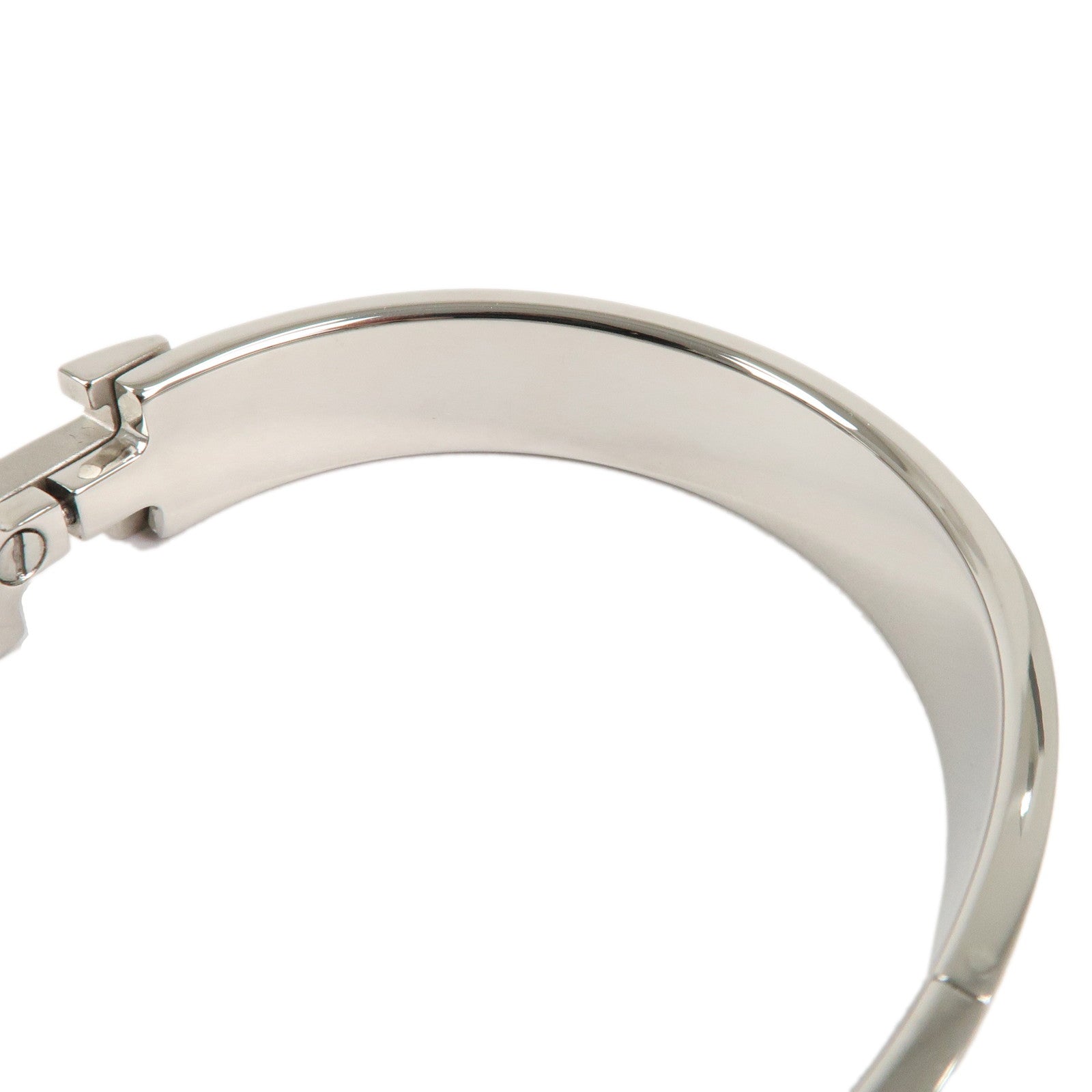 HERMES Clic Clac PM H Logo Bangle Bracelet Silver Black Used