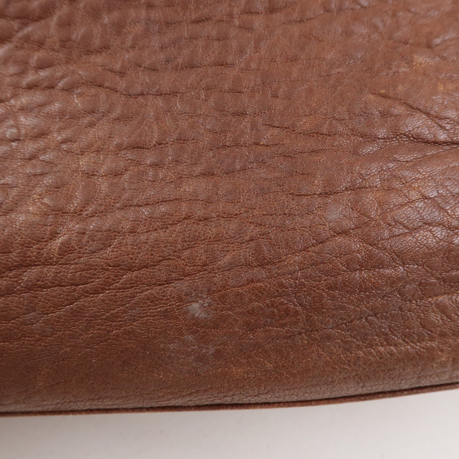 FENDI Etonico Logo Leather Tote Bag Shoulder Brown 8BN162