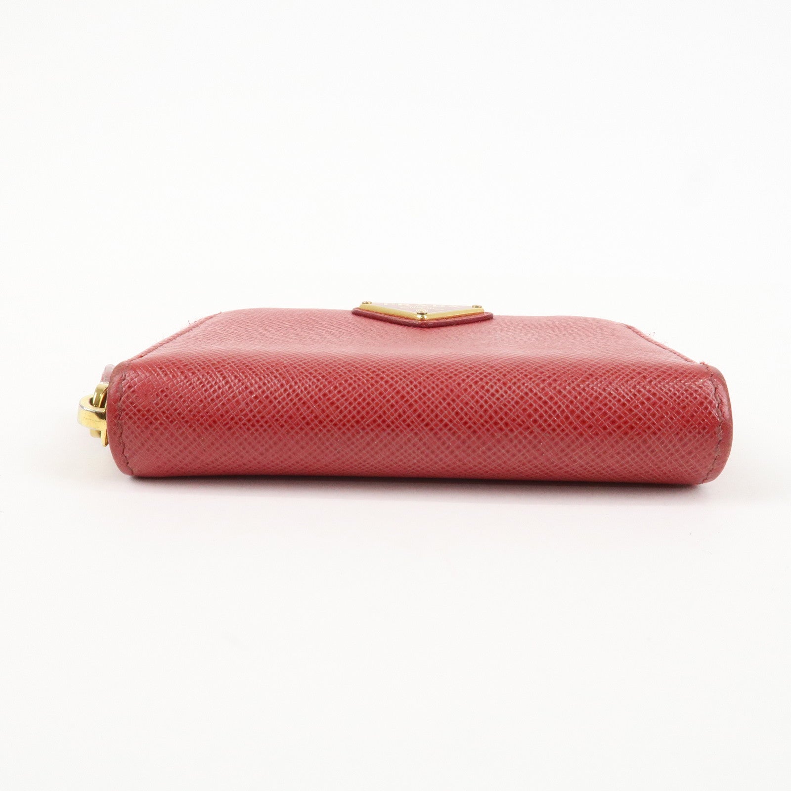 PRADA Triangle Logo Round Zippy Coin Case Red 1MO268 Used