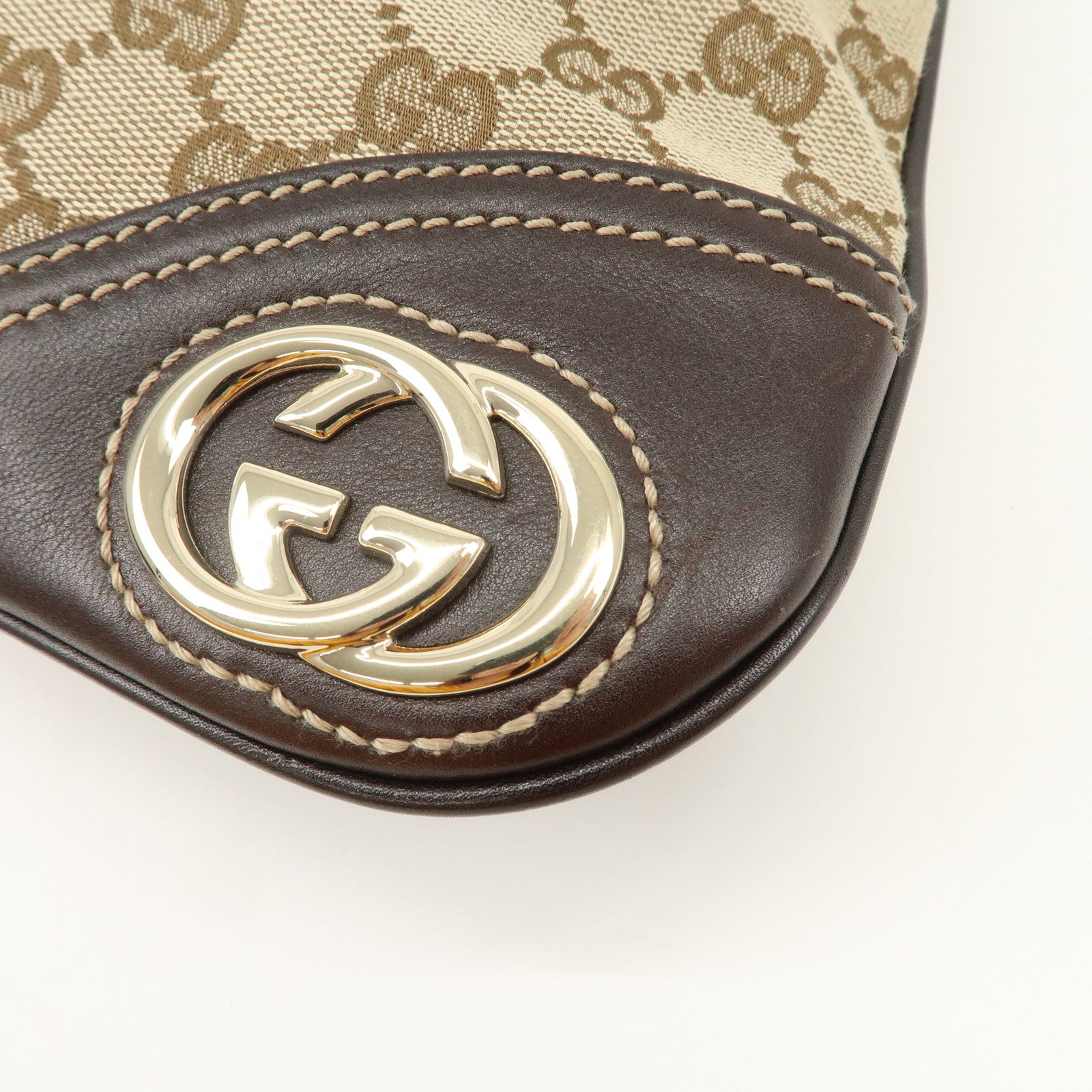 GUCCI New Britt GG Canvas Leather Shoulder Bag Beige Brown 169947