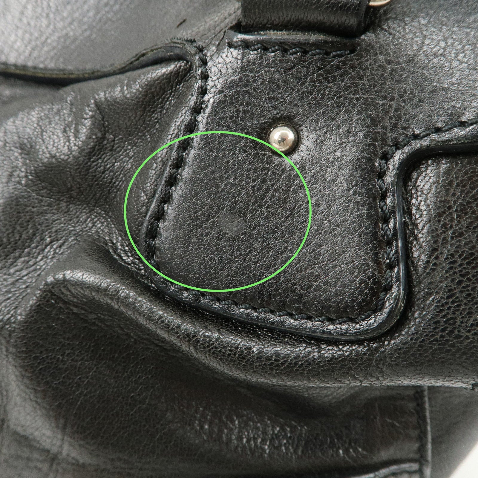 CELINE Bitter Sweet Leather Shoulder Bag Hand Bag Black Used